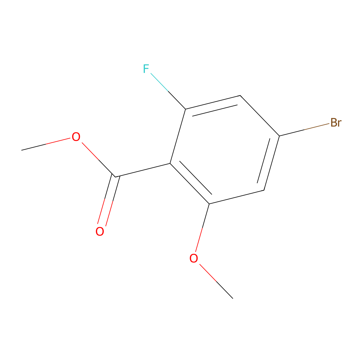 Methyl 4-bromo-2-fluoro-6-methoxybenzoate molecular structure, CAS 1427415-25-5