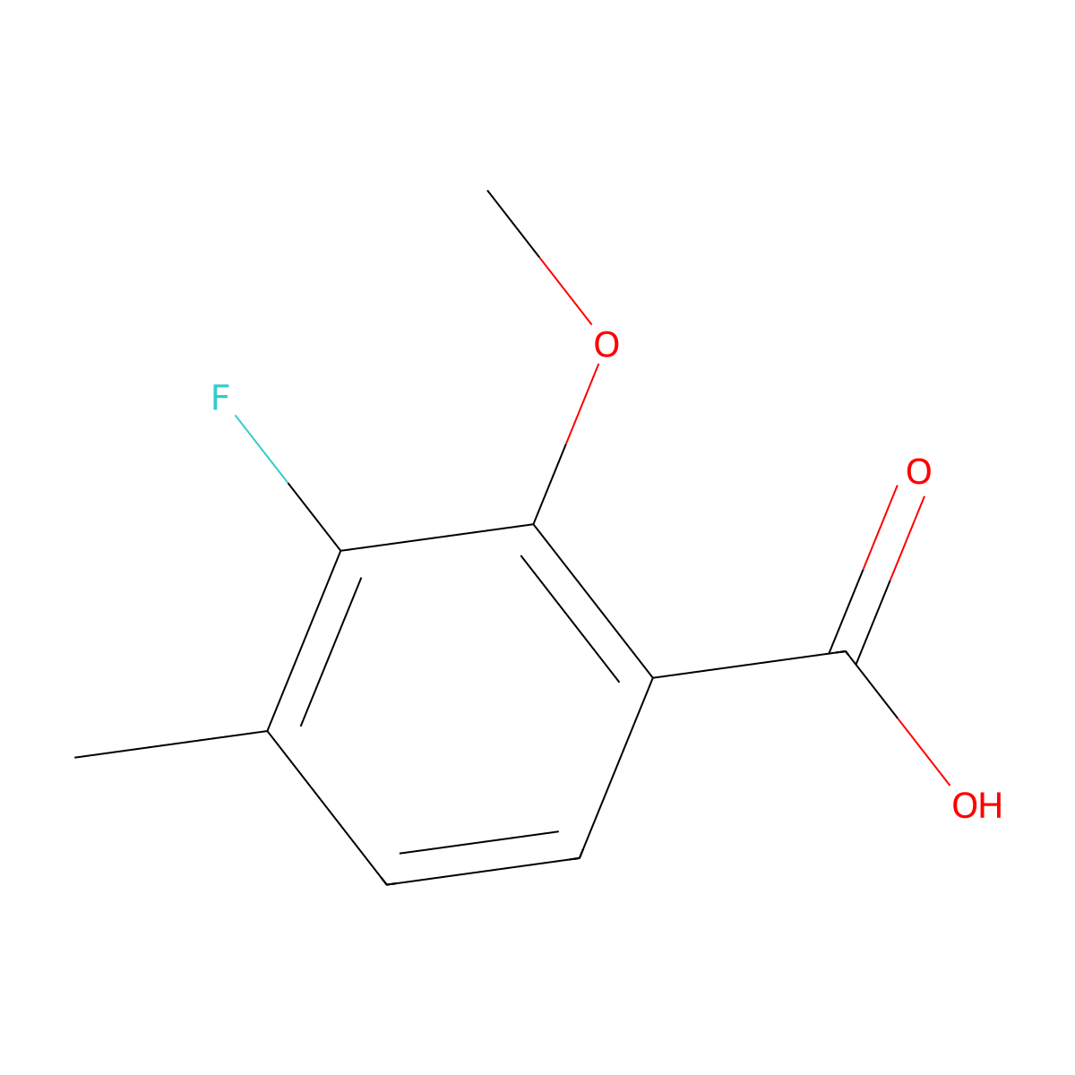 3-Fluoro-2-methoxy-4-methylbenzoic acid molecular structure, CAS 1427416-19-0