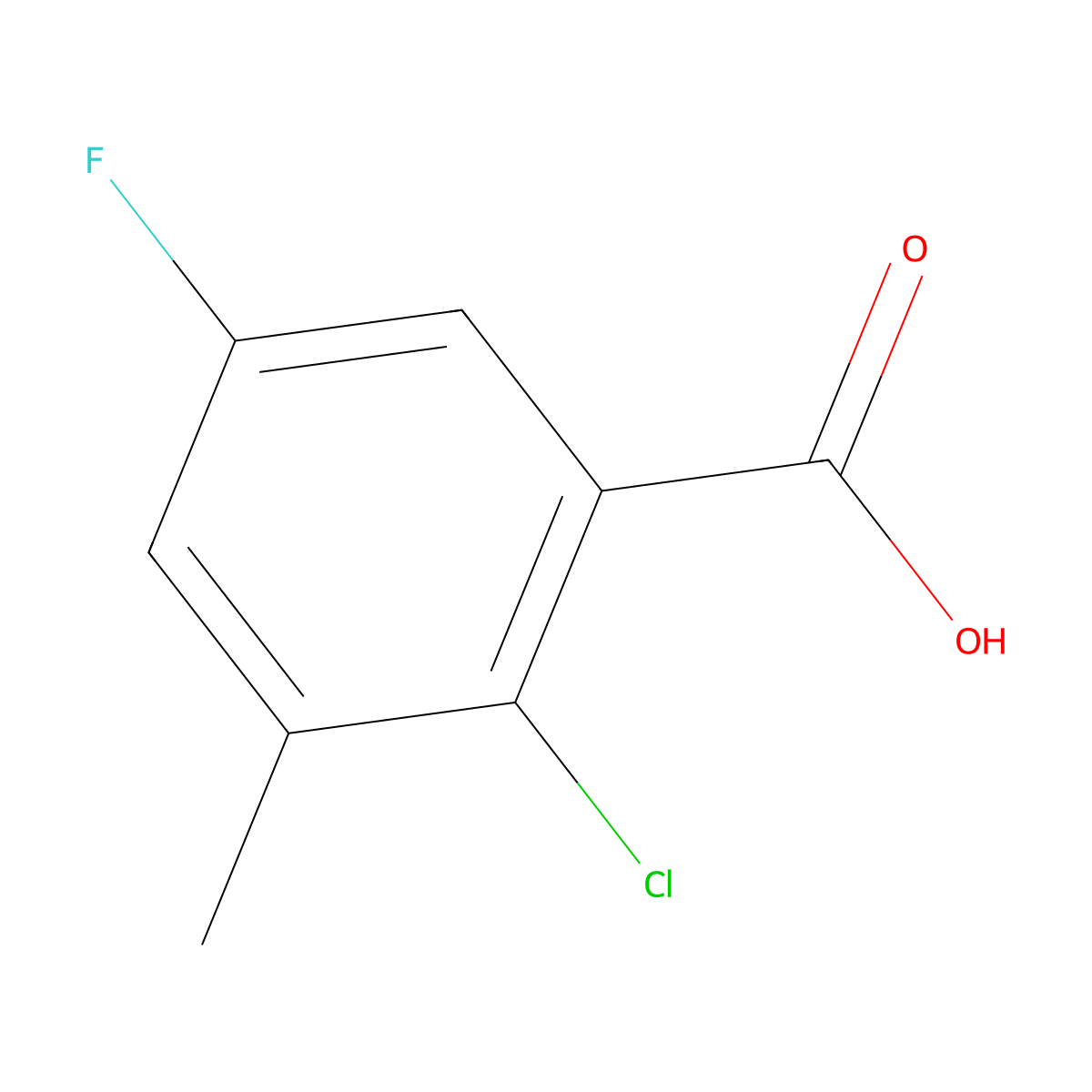 2-Chloro-5-fluoro-3-methylbenzoic acid molecular structure, CAS 1427416-28-1