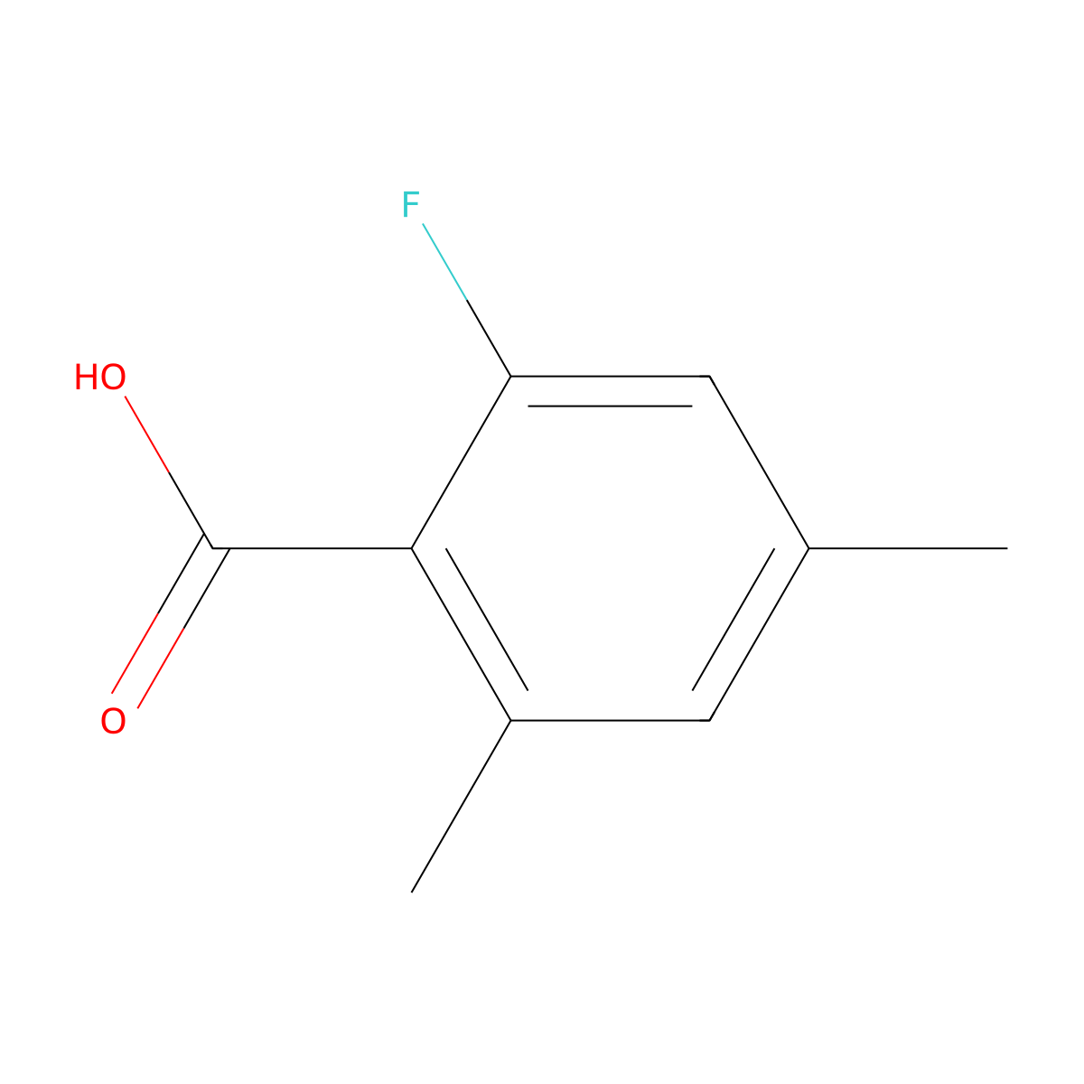 2-Fluoro-4,6-dimethylbenzoic acid molecular structure, CAS 1427418-27-6