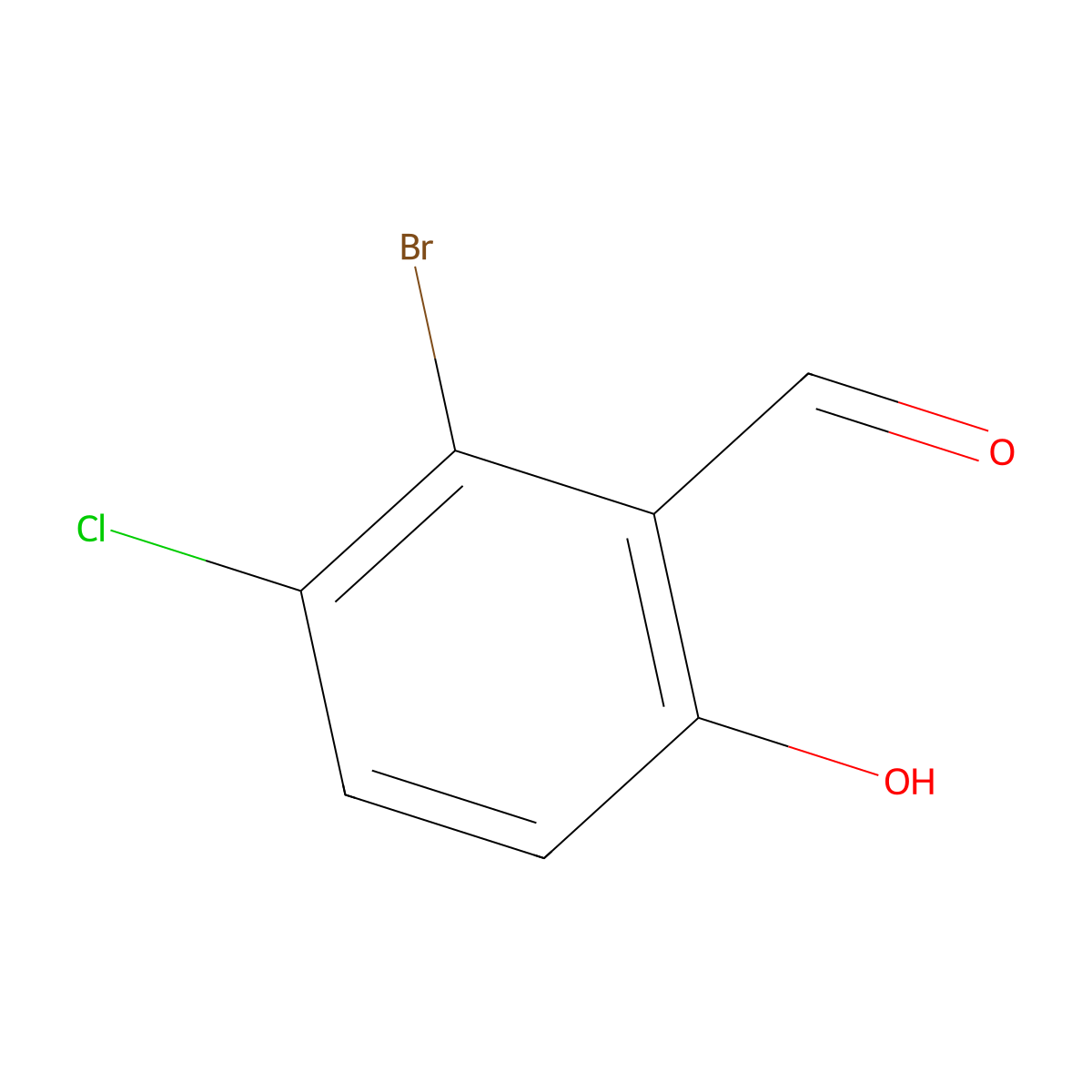 2-Bromo-3-chloro-6-hydroxybenzaldehyde molecular structure, CAS 1427418-56-1
