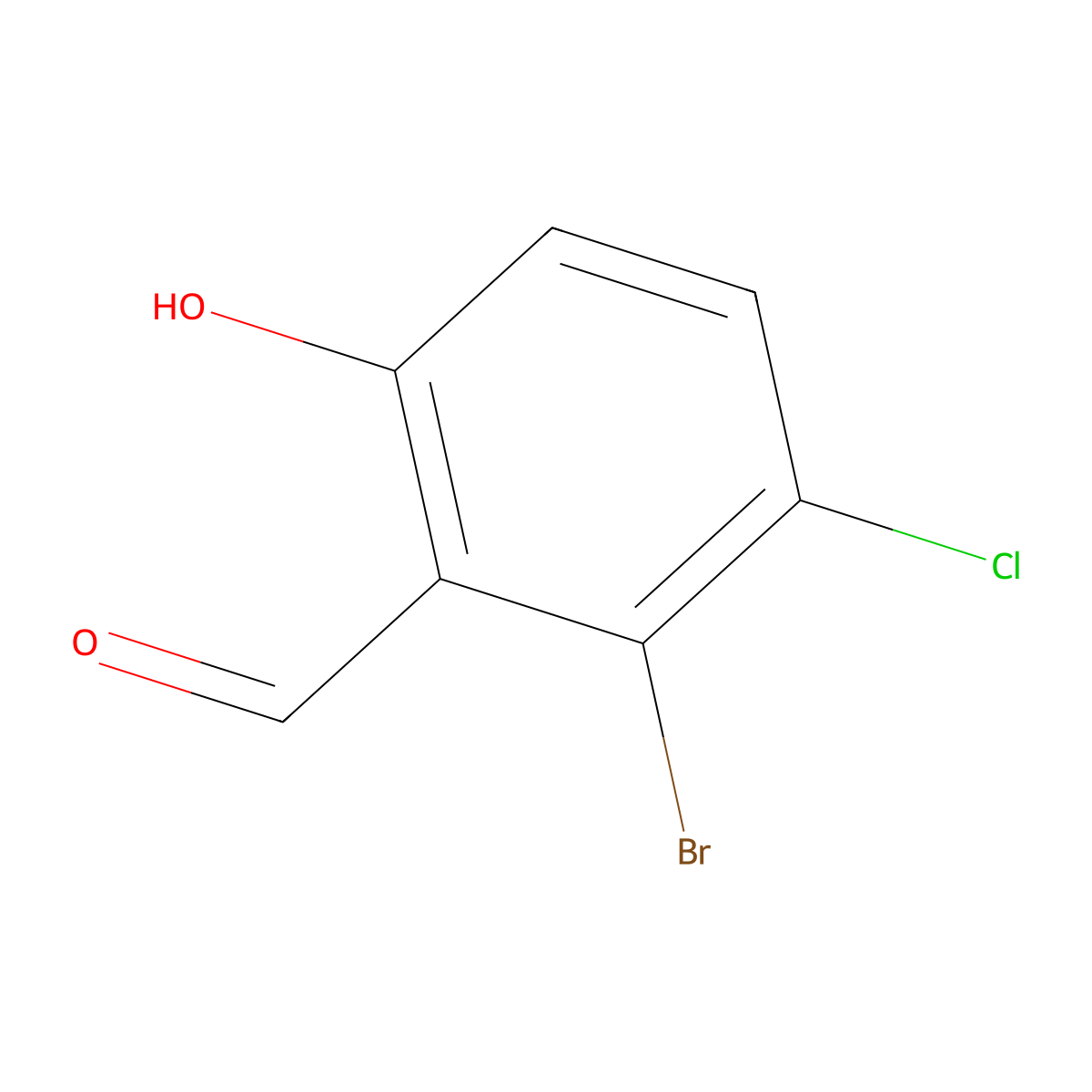 2-Bromo-3-chloro-6-hydroxybenzaldehyde molecular structure, CAS 1427418-56-1