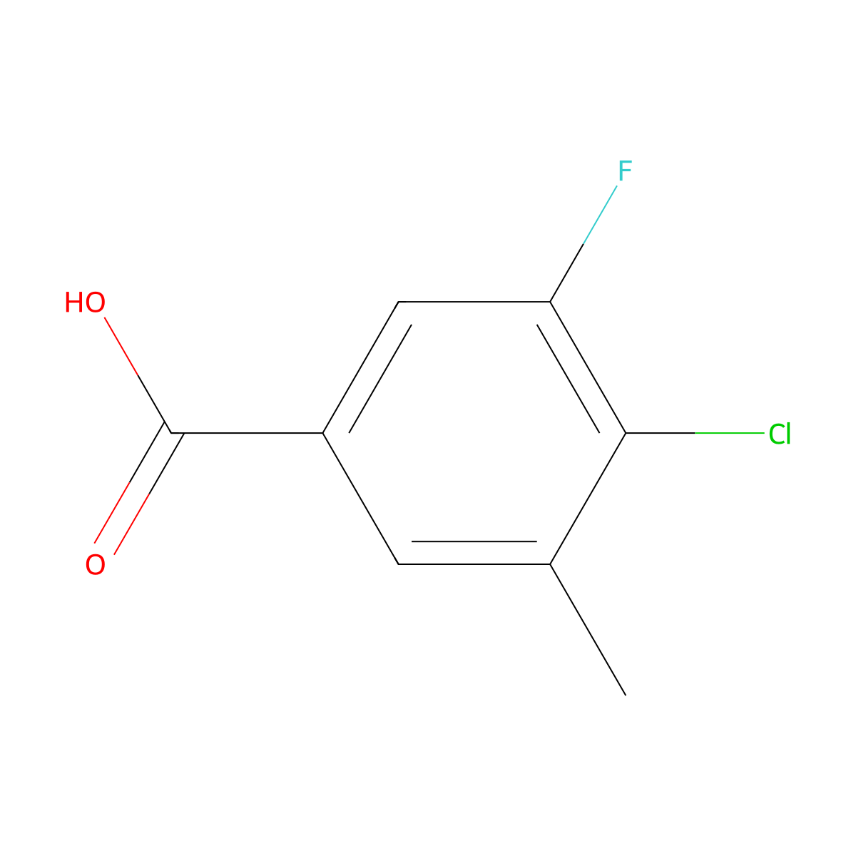 4-Chloro-3-fluoro-5-methylbenzoic acid molecular structure, CAS 1427418-68-5