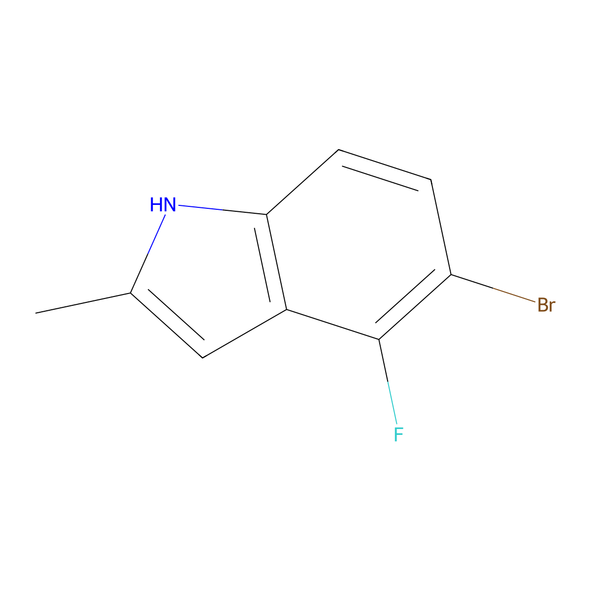 5-Bromo-4-fluoro-2-methyl-1H-indole molecular structure, CAS 1427419-10-0