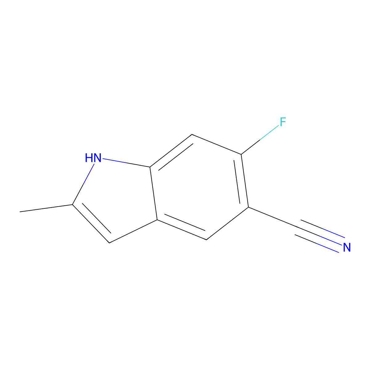 6-Fluoro-2-methyl-1H-indole-5-carbonitrile molecular structure, CAS 1427419-19-9