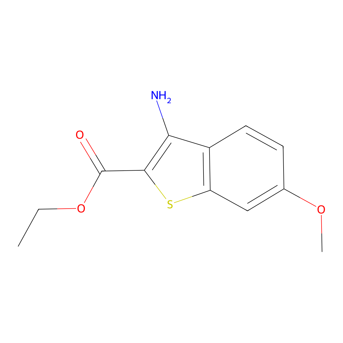 Ethyl 3-amino-6-methoxy-1-benzothiophene-2-carboxylate molecular structure, CAS 1427420-20-9