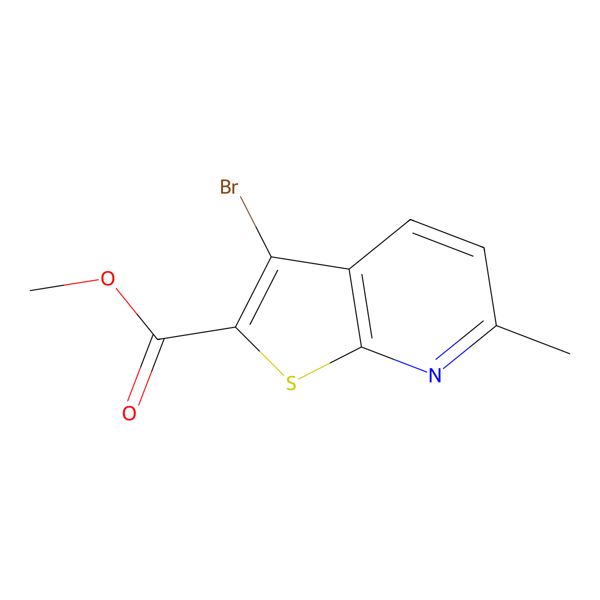 Methyl 3-bromo-6-methylthieno[2,3-b]pyridine-2-carboxylate molecular structure, CAS 1427420-48-1