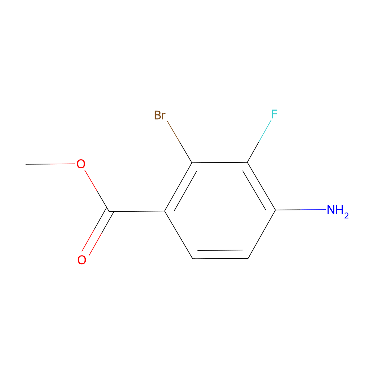 Methyl 4-amino-2-bromo-3-fluorobenzoate molecular structure, CAS 1427423-64-0