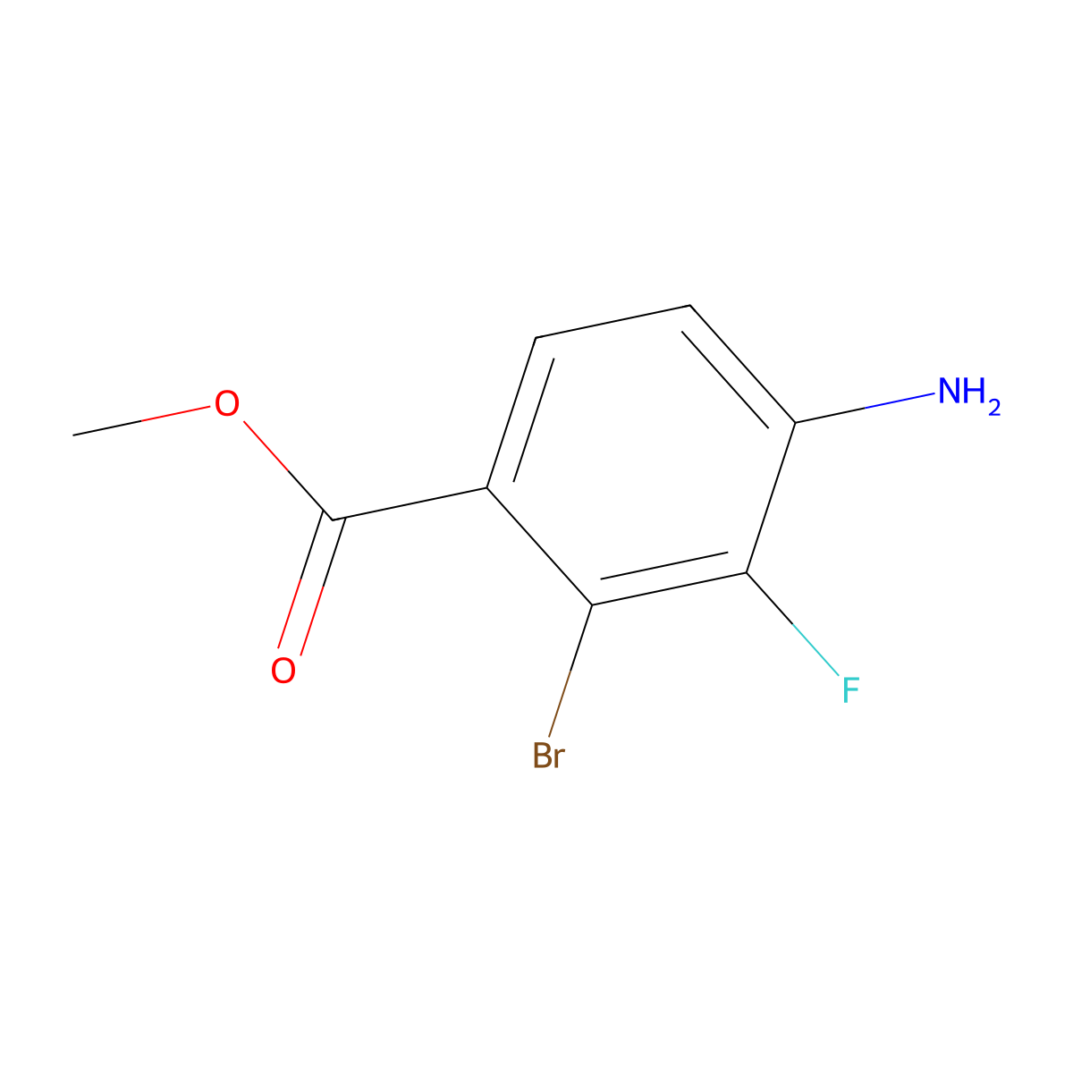 Methyl 4-amino-2-bromo-3-fluorobenzoate molecular structure, CAS 1427423-64-0