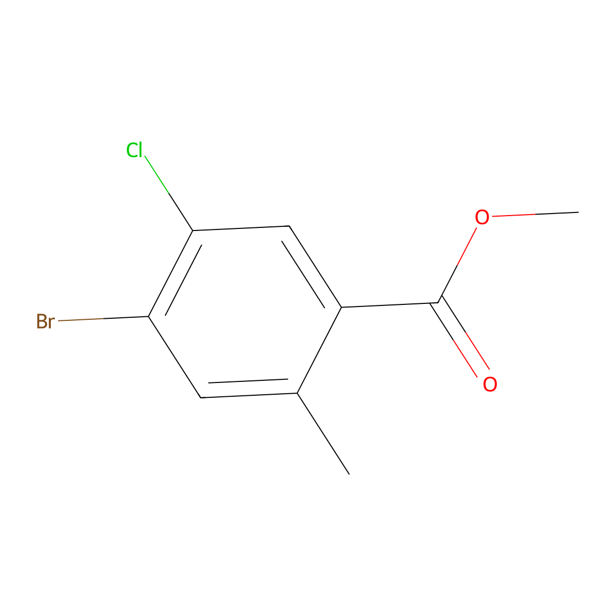 Methyl 4-bromo-5-chloro-2-methylbenzoate molecular structure, CAS 1427424-00-7