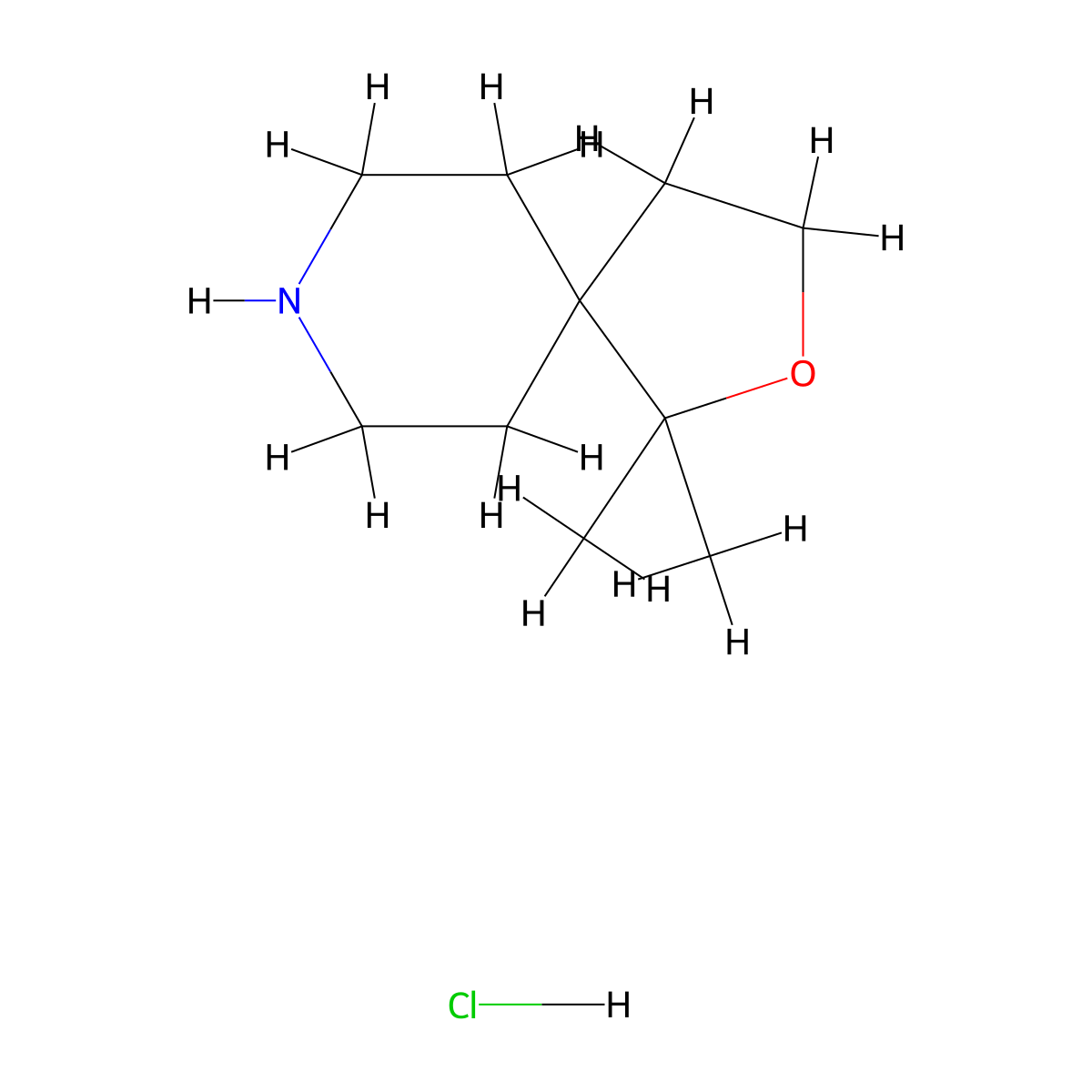 1,1-Dimethyl-2-oxa-8-azaspiro[4.5]decane hydrochloride molecular structure, CAS 1427425-91-9