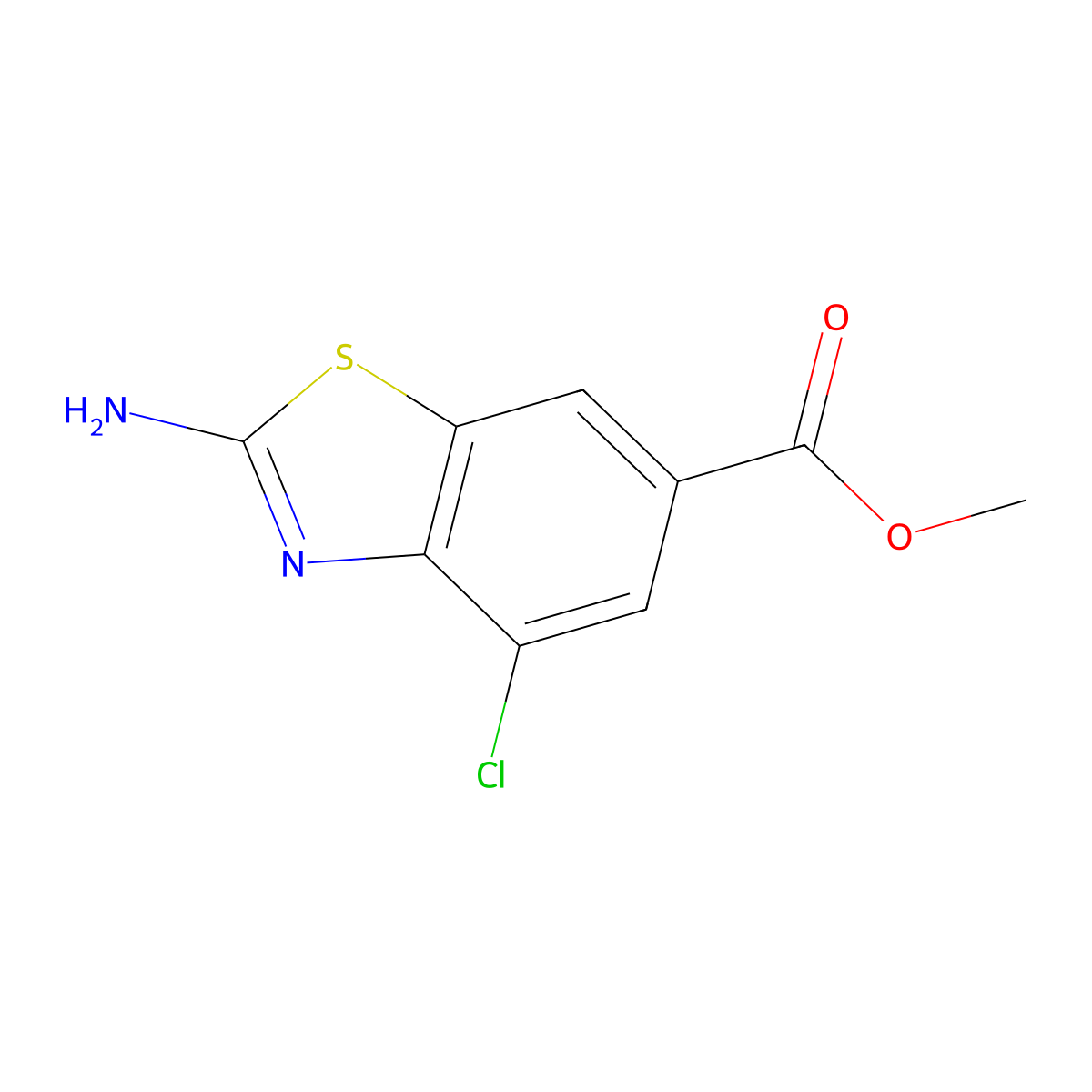 Methyl 2-amino-4-chlorobenzo[d]thiazole-6-carboxylate molecular structure, CAS 1427425-98-6