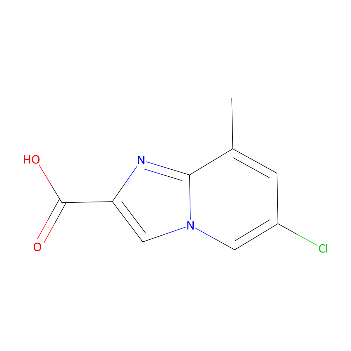 6-Chloro-8-methylimidazo[1,2-a]pyridine-2-carboxylic acid molecular structure, CAS 1427427-09-5