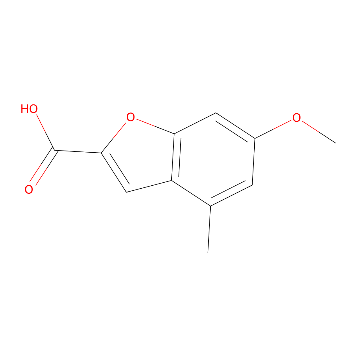 6-Methoxy-4-methyl-1-benzofuran-2-carboxylic acid molecular structure, CAS 1427427-80-2