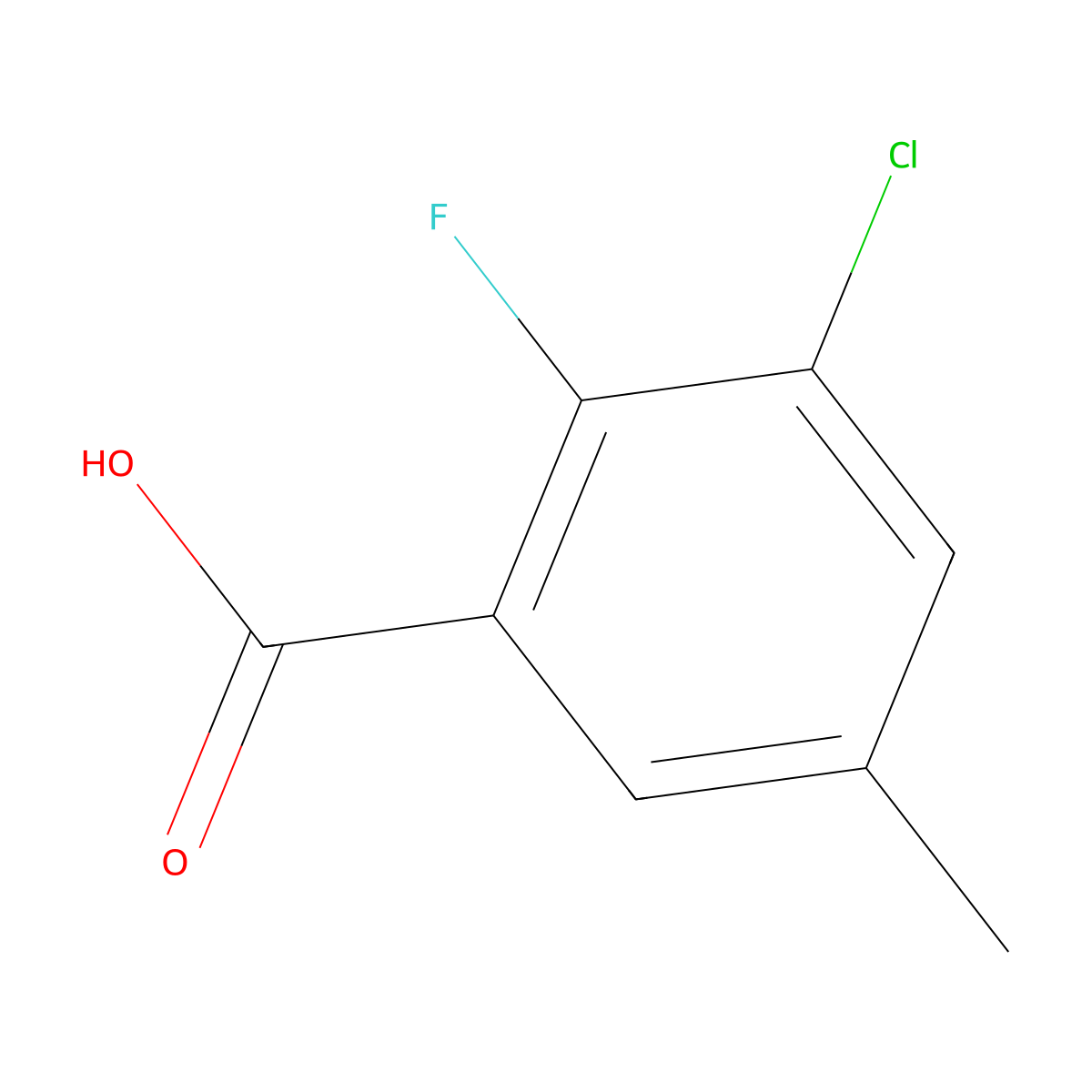 3-Chloro-2-fluoro-5-methylbenzoic acid molecular structure, CAS 1427427-88-0