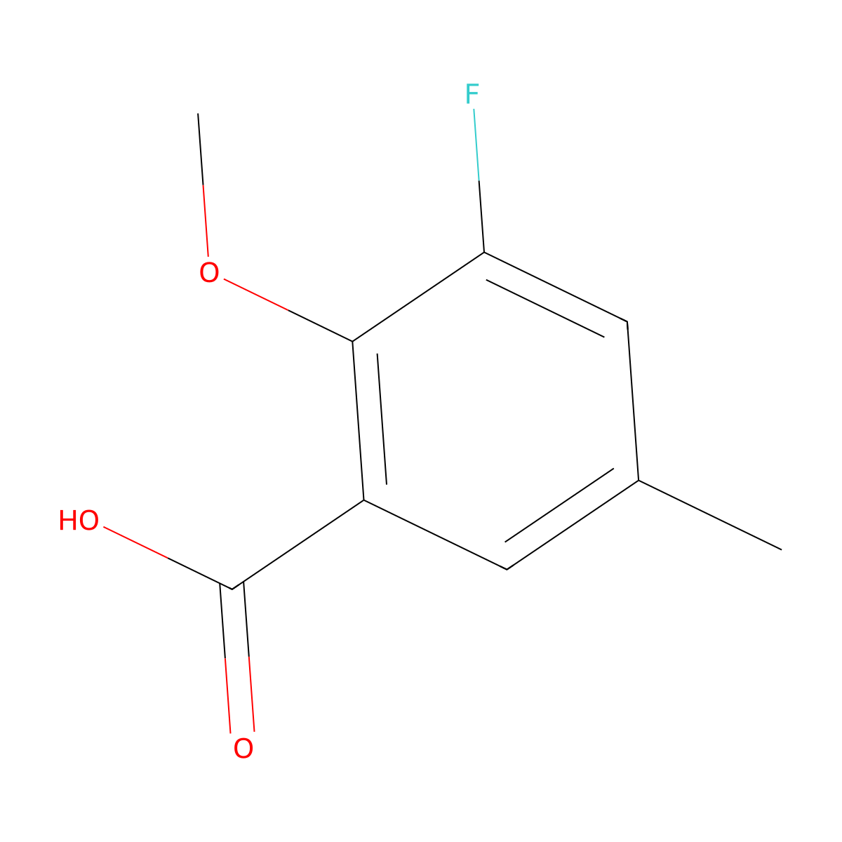 3-Fluoro-2-methoxy-5-methylbenzoic acid molecular structure, CAS 1427427-96-0