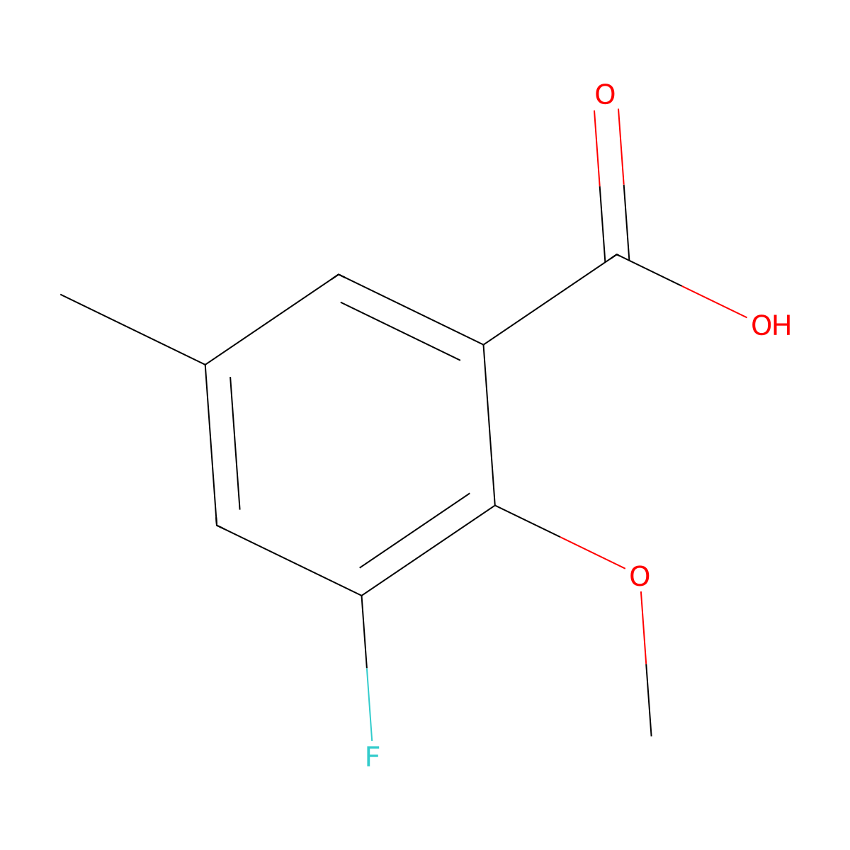 3-Fluoro-2-methoxy-5-methylbenzoic acid molecular structure, CAS 1427427-96-0