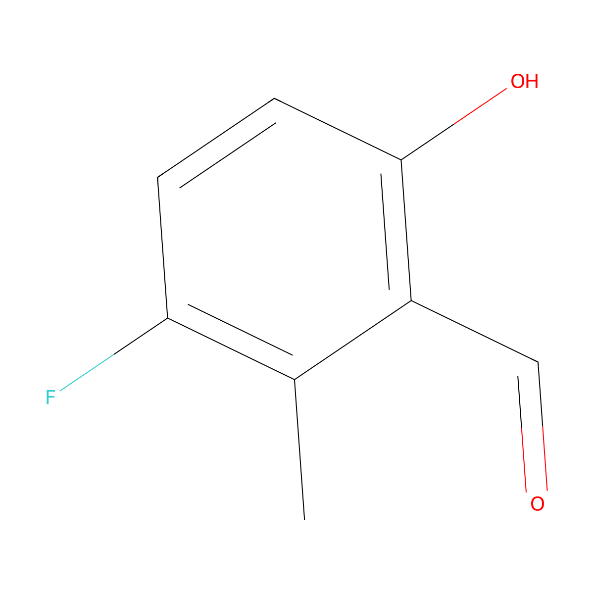 3-Fluoro-6-hydroxy-2-methylbenzaldehyde molecular structure, CAS 1427431-13-7