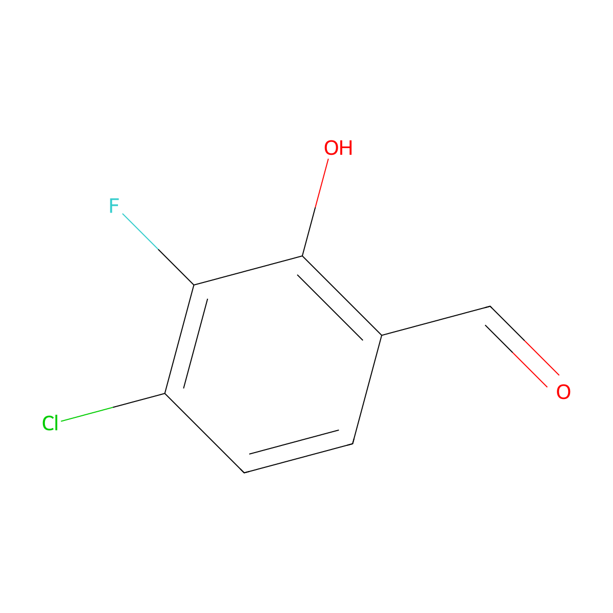 4-Chloro-3-fluoro-2-hydroxybenzaldehyde molecular structure, CAS 1427431-22-8