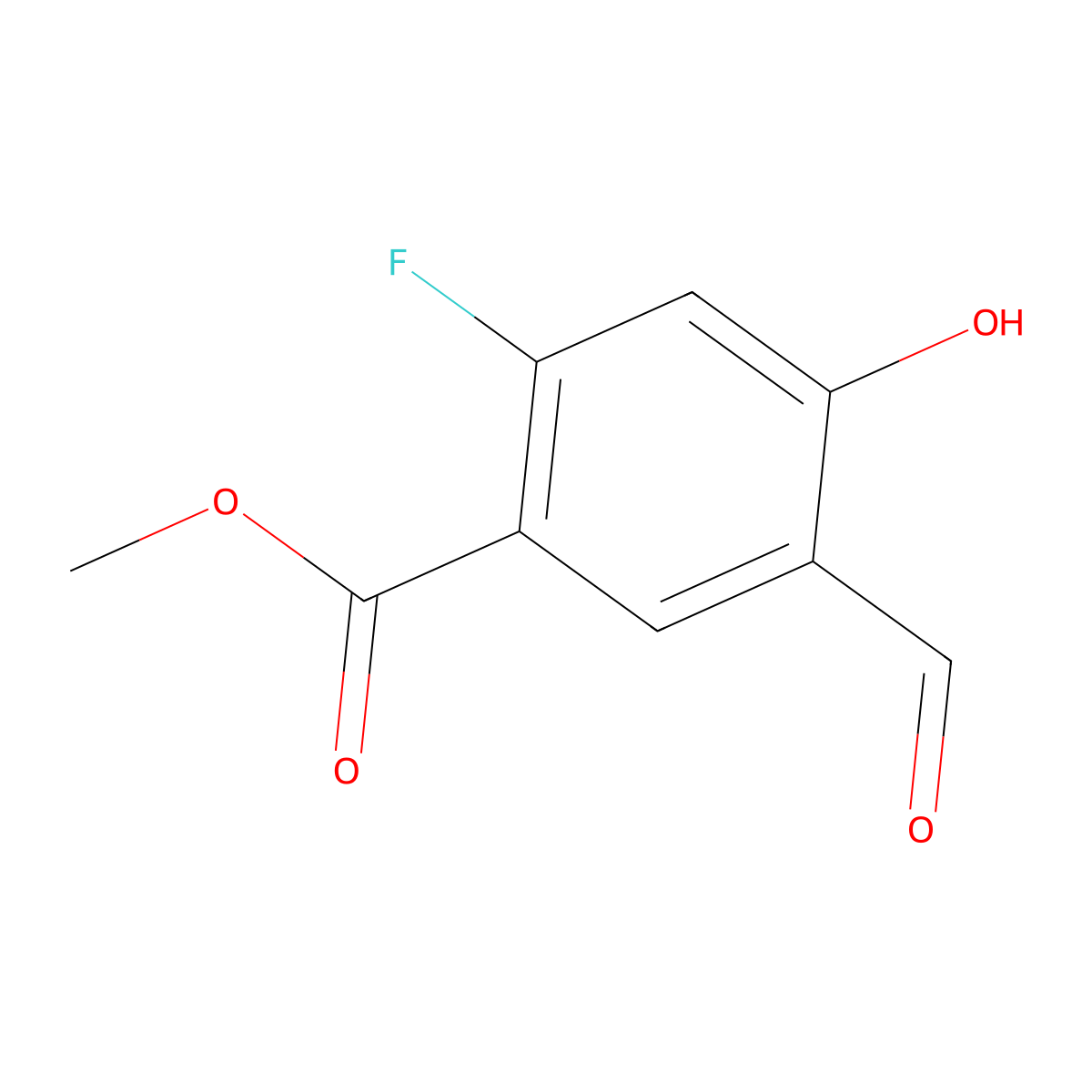 Methyl 2-fluoro-5-formyl-4-hydroxybenzoate molecular structure, CAS 1427431-33-1