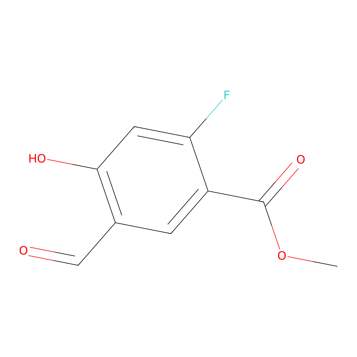 Methyl 2-fluoro-5-formyl-4-hydroxybenzoate molecular structure, CAS 1427431-33-1