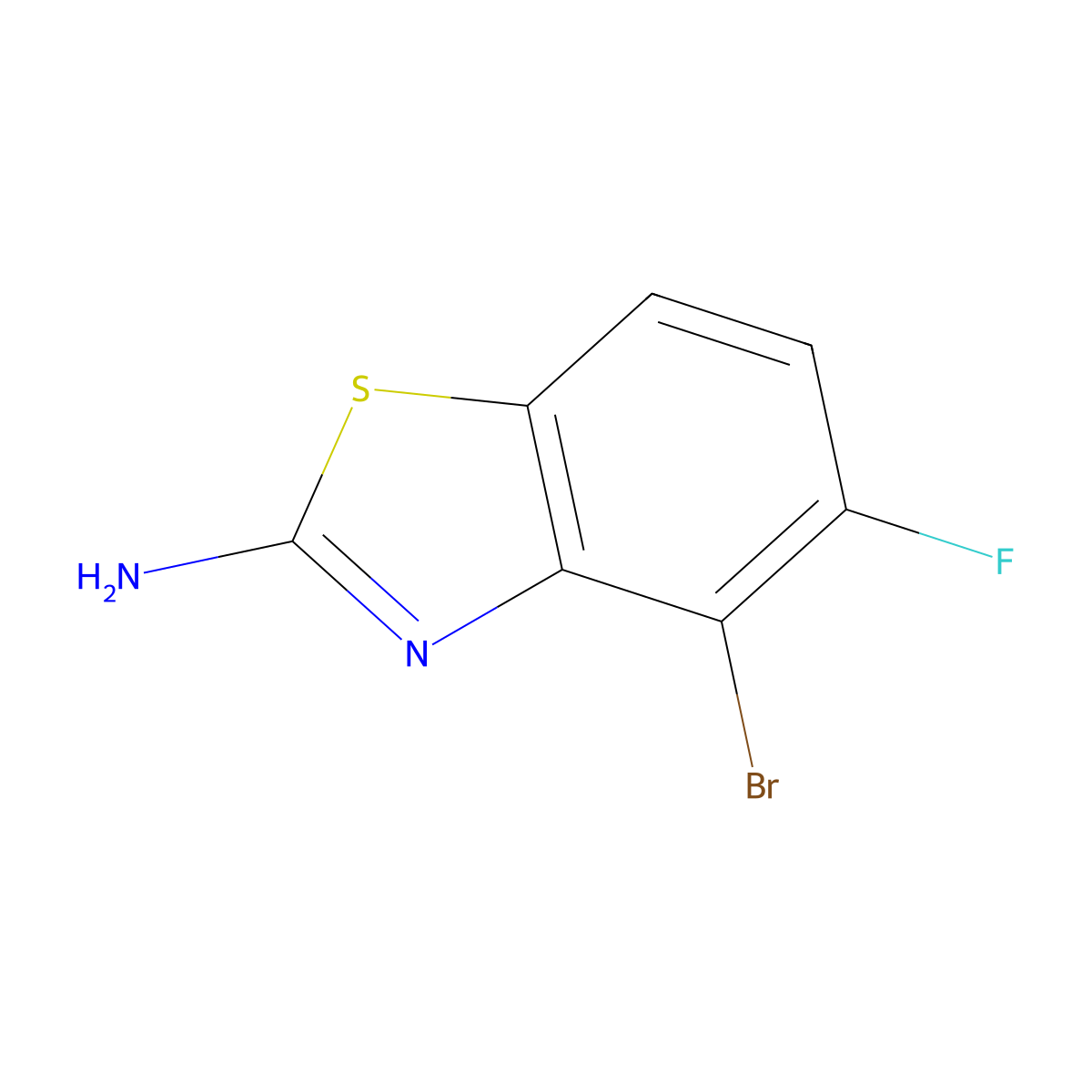 4-Bromo-5-fluoro-1,3-benzothiazol-2-amine molecular structure, CAS 1427432-37-8