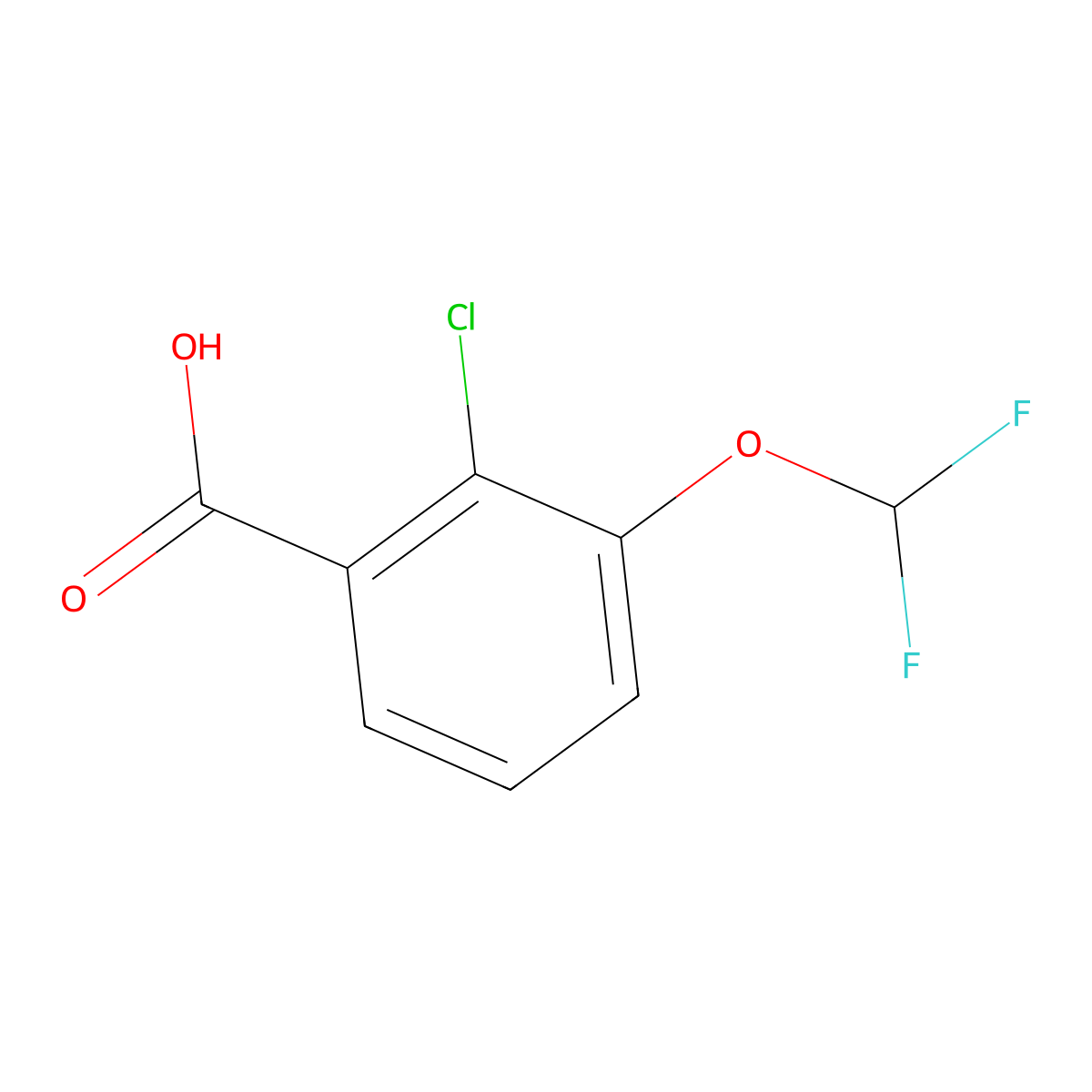 2-Chloro-3-(difluoromethoxy)benzoic acid molecular structure, CAS 1427432-41-4