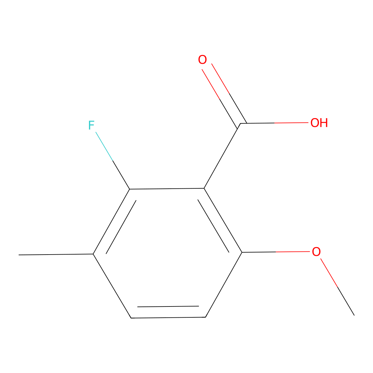 2-Fluoro-6-methoxy-3-methylbenzoic acid molecular structure, CAS 1427433-05-3