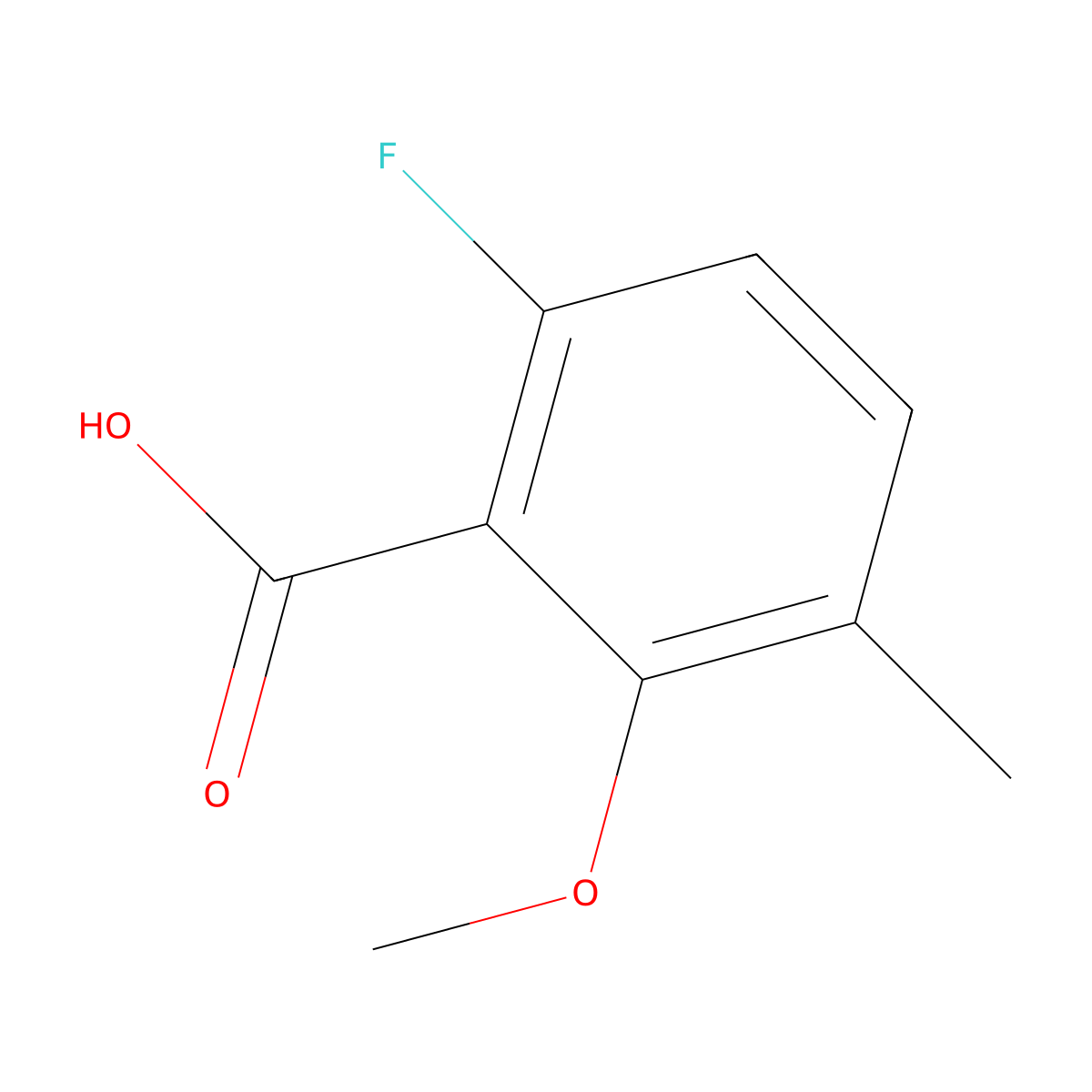 6-Fluoro-2-methoxy-3-methylbenzoic acid molecular structure, CAS 1427433-12-2