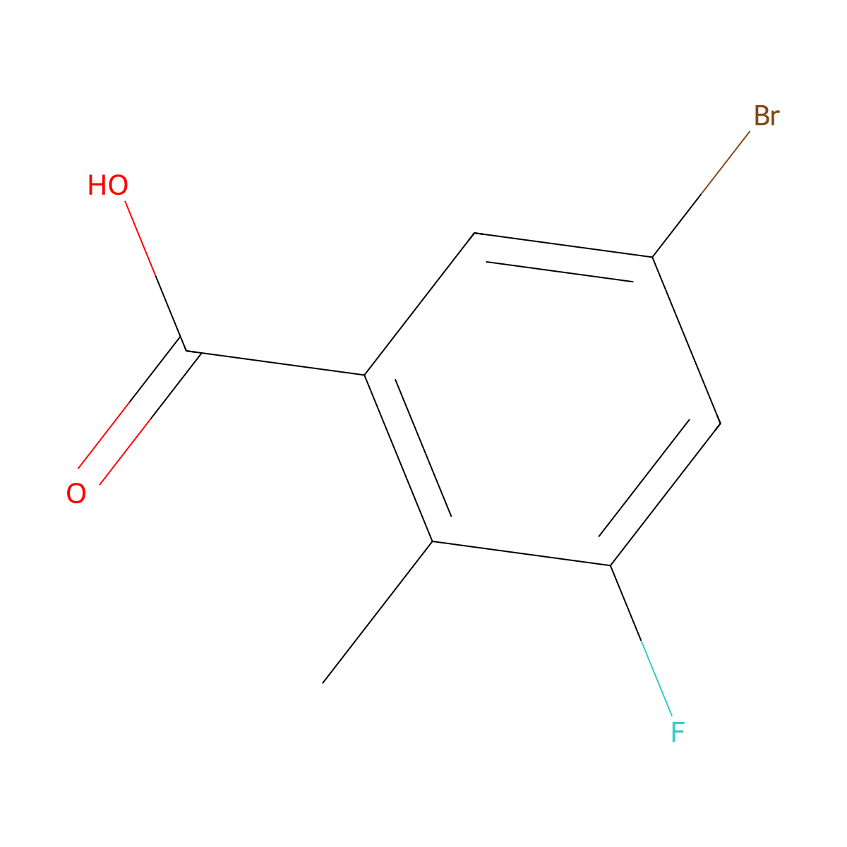 5-Bromo-3-fluoro-2-methylbenzoic acid molecular structure, CAS 1427433-28-0