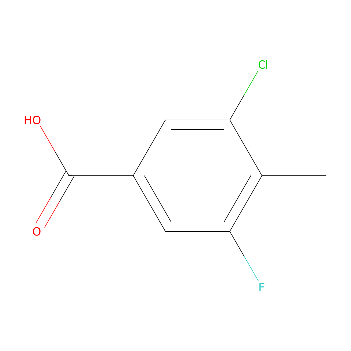 3-Chloro-5-fluoro-4-methylbenzoic acid molecular structure, CAS 1427433-39-3