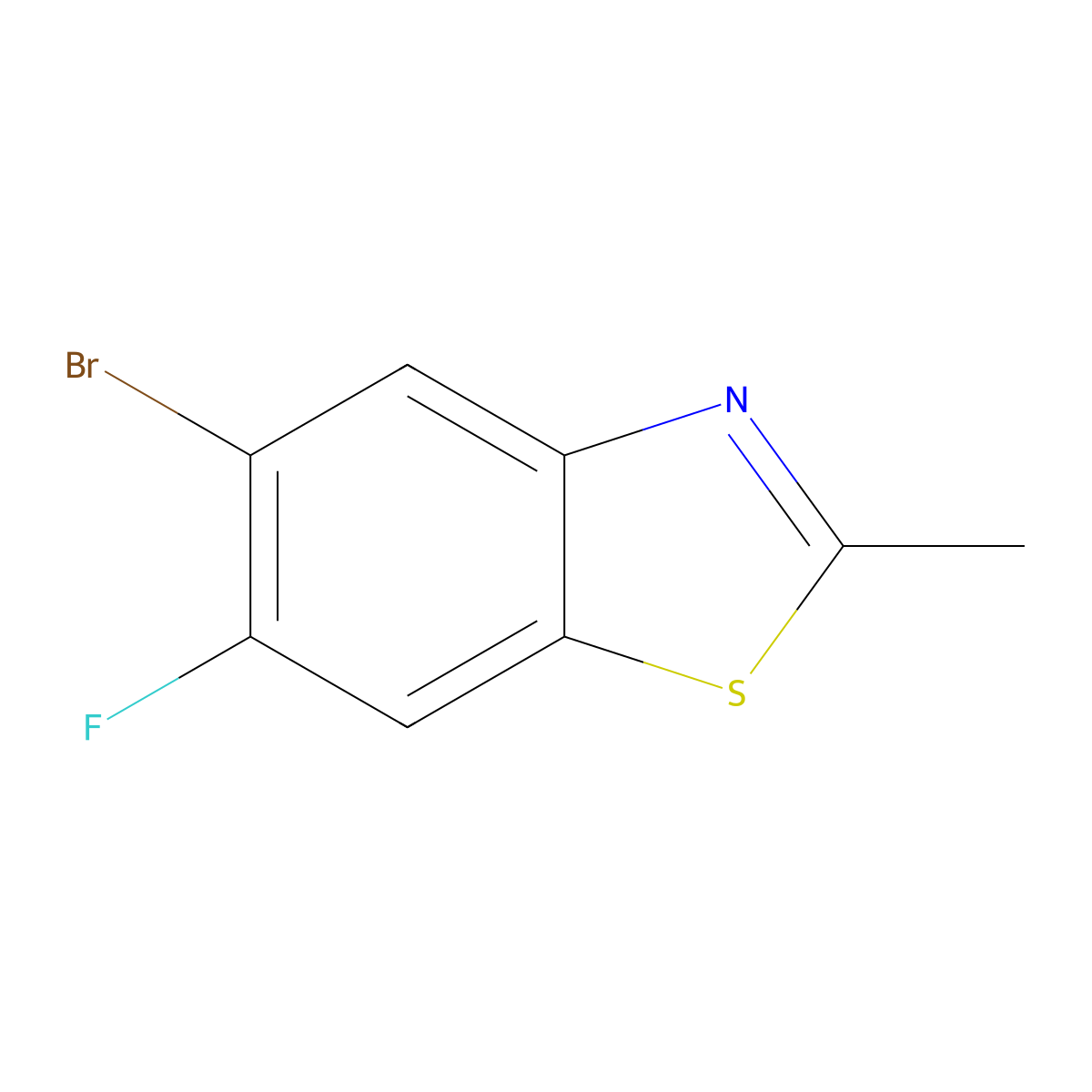 5-Bromo-6-fluoro-2-methyl-1,3-benzothiazole molecular structure, CAS 1427433-44-0