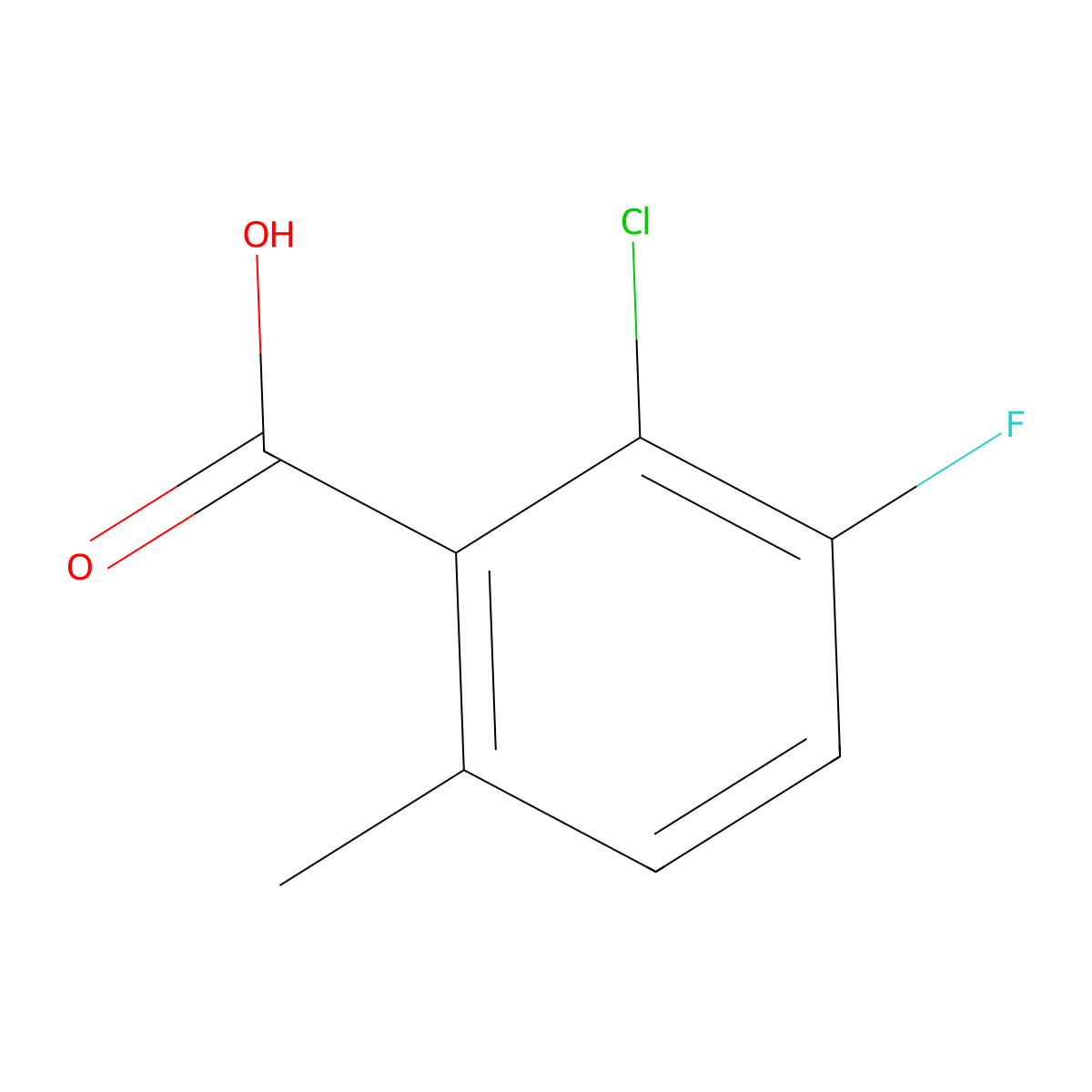 2-Chloro-3-fluoro-6-methylbenzoic acid molecular structure, CAS 1427433-93-9