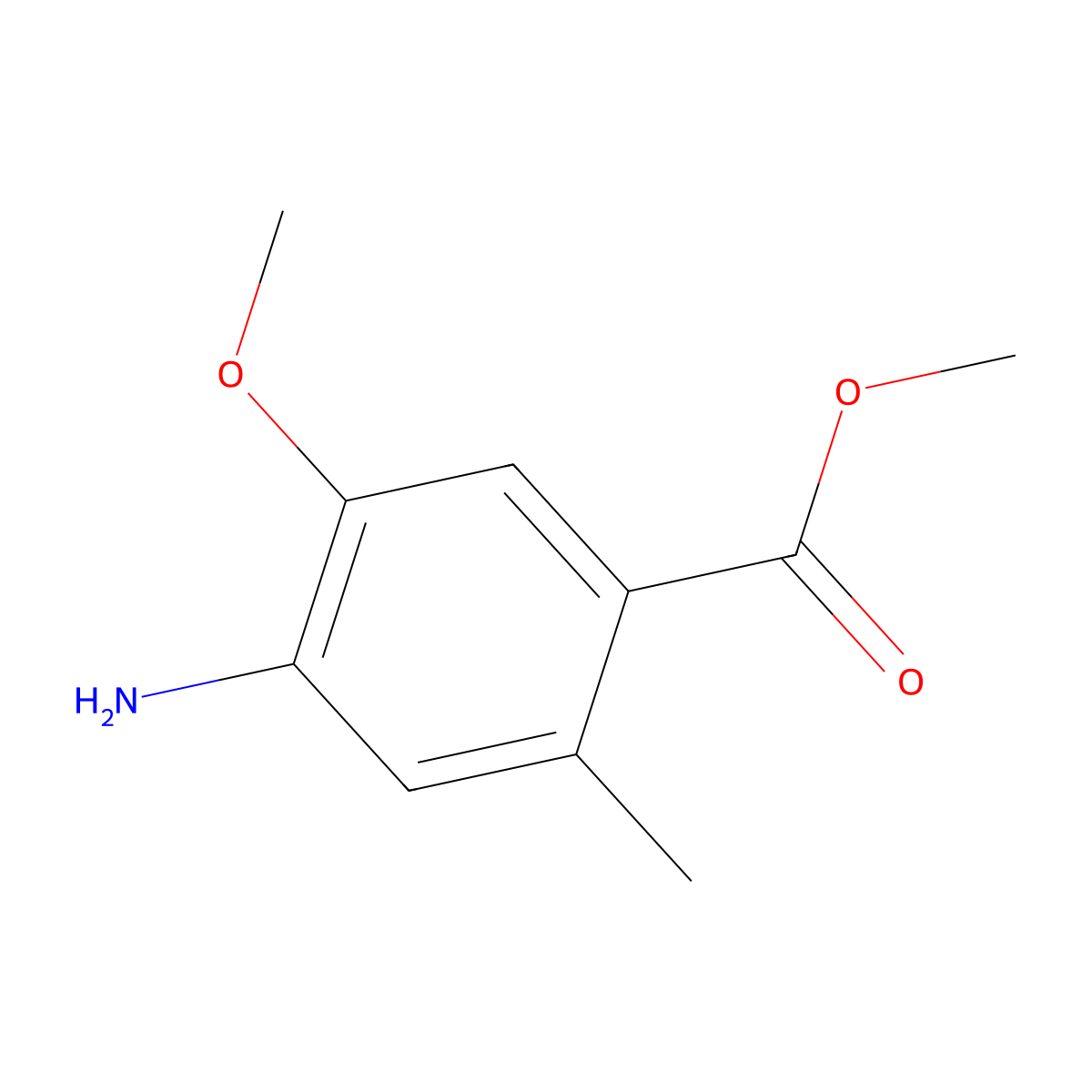 Methyl 4-amino-5-methoxy-2-methylbenzoate molecular structure, CAS 1427436-95-0