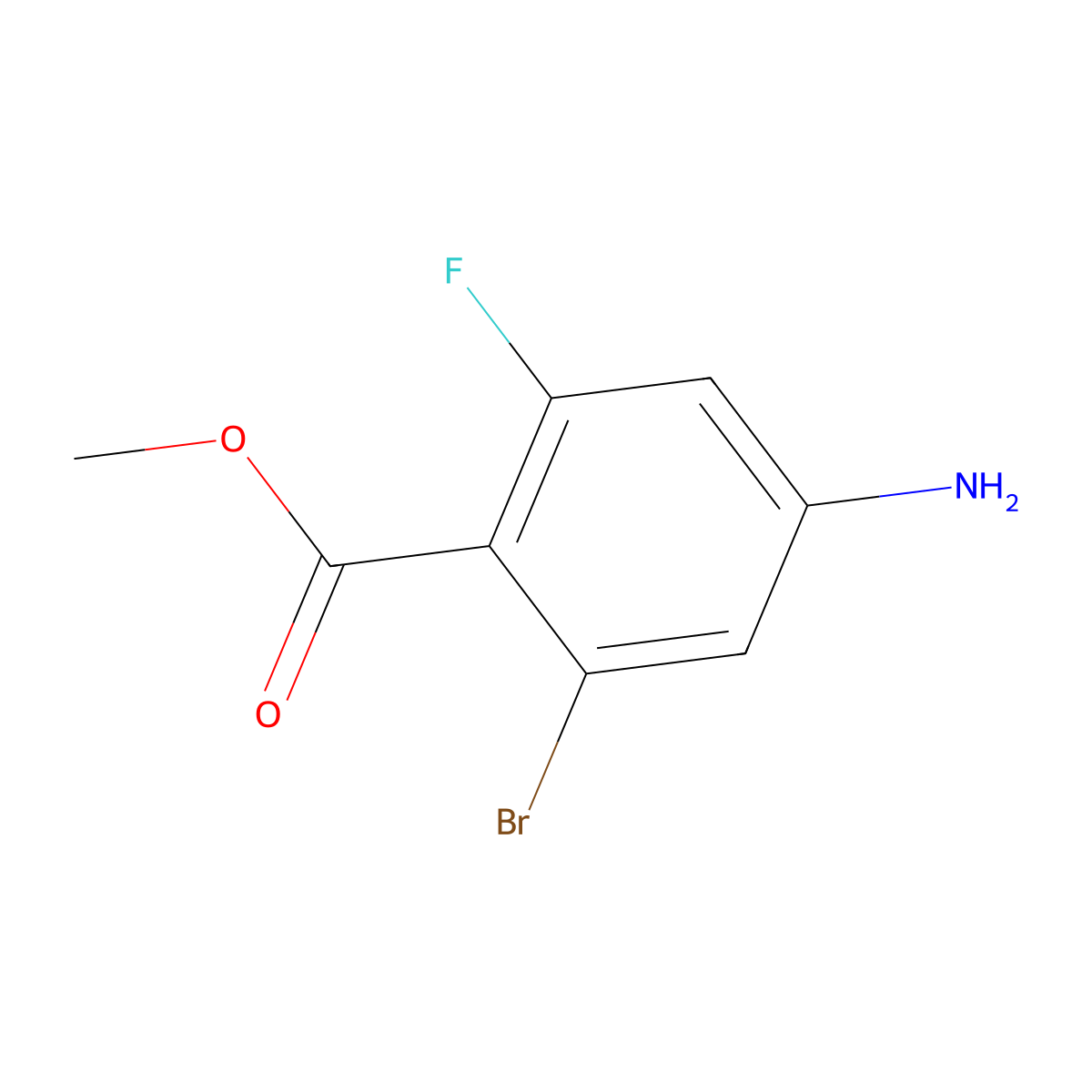 Methyl 4-amino-2-bromo-6-fluorobenzoate molecular structure, CAS 1427437-19-1