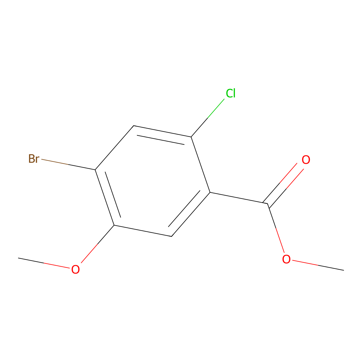 Methyl 4-bromo-2-chloro-5-methoxybenzoate molecular structure, CAS 1427437-60-2