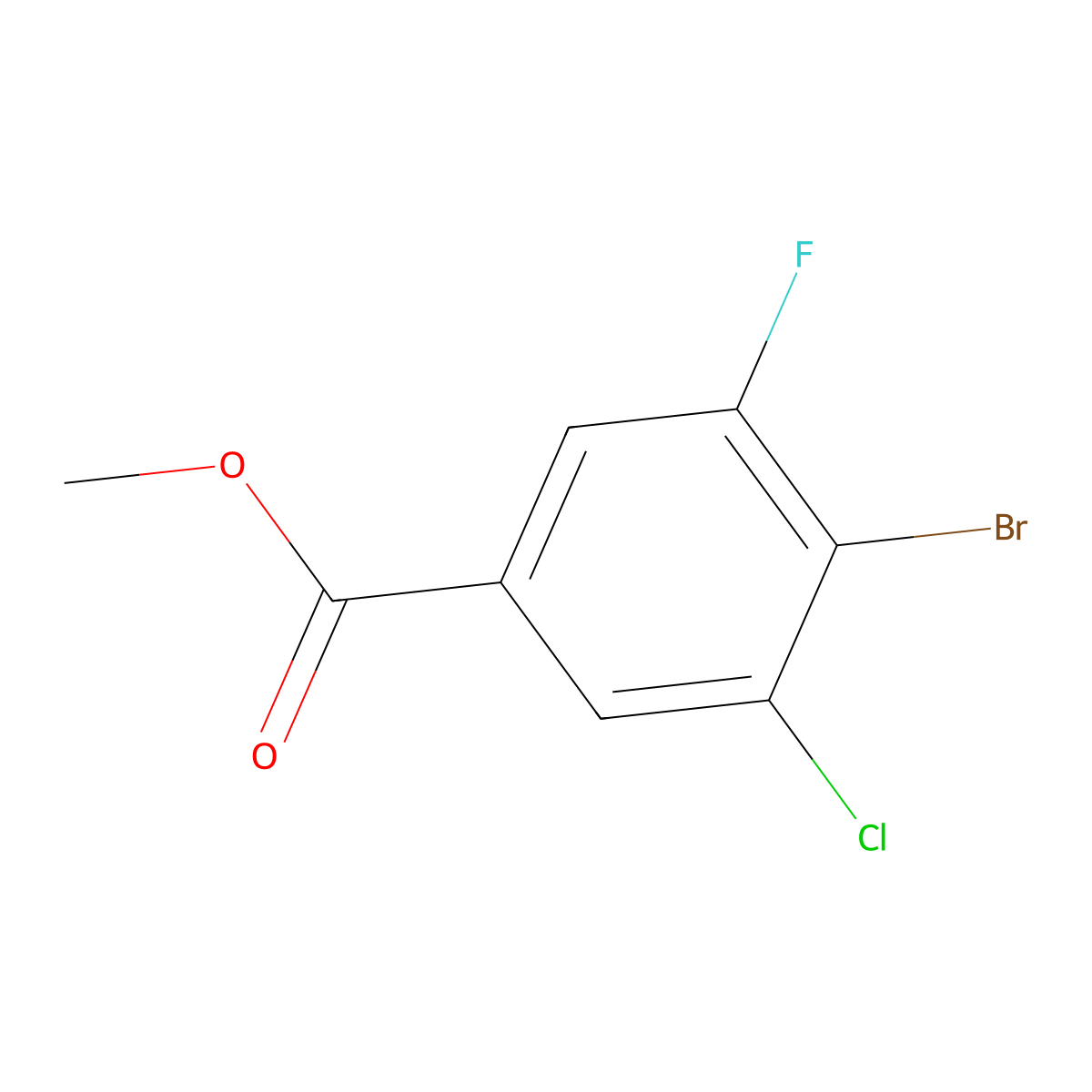 Methyl 4-bromo-3-chloro-5-fluorobenzoate molecular structure, CAS 1427437-64-6