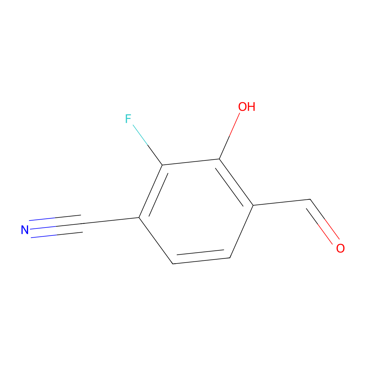 2-Fluoro-4-formyl-3-hydroxybenzonitrile molecular structure, CAS 1427438-65-0