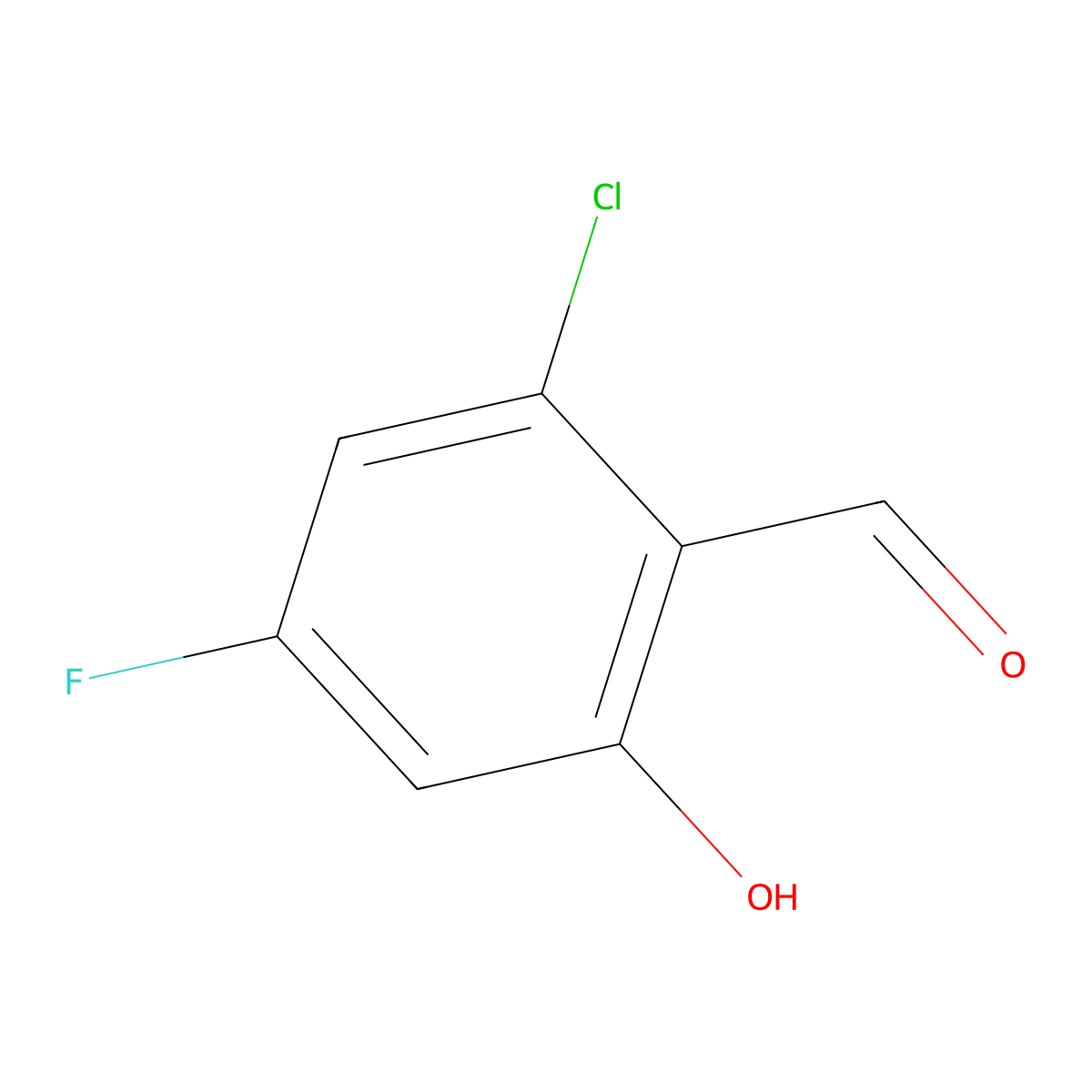 2-Chloro-4-fluoro-6-hydroxybenzaldehyde molecular structure, CAS 1427438-72-9
