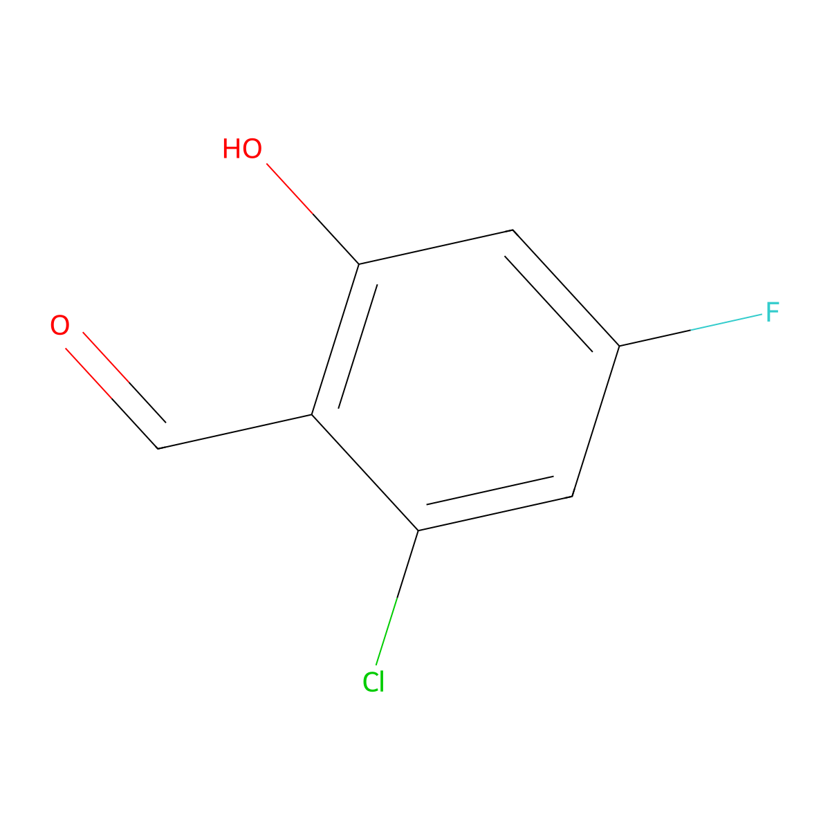 2-Chloro-4-fluoro-6-hydroxybenzaldehyde molecular structure, CAS 1427438-72-9