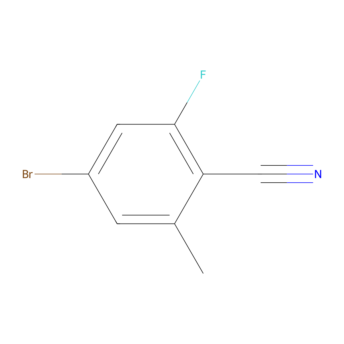 4-Bromo-2-fluoro-6-methylbenzonitrile molecular structure, CAS 1427438-75-2