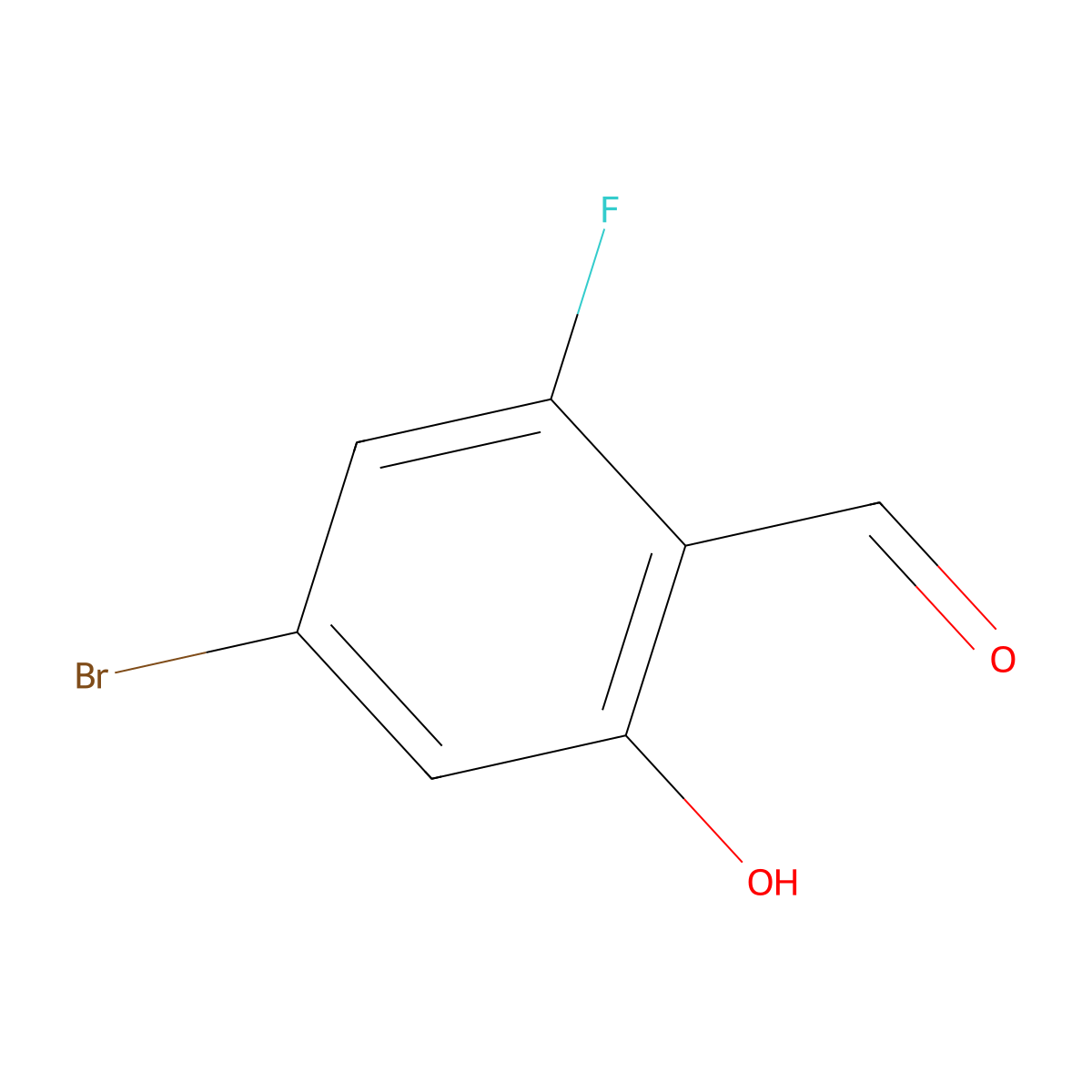 4-Bromo-2-fluoro-6-hydroxybenzaldehyde molecular structure, CAS 1427438-90-1