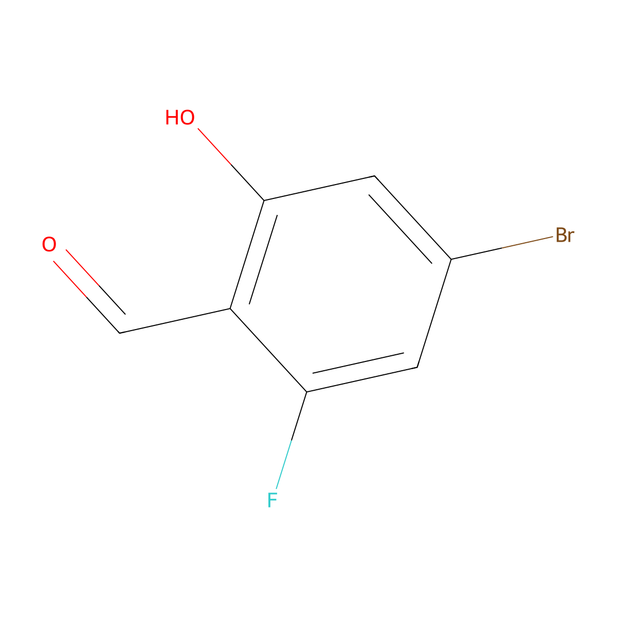 4-Bromo-2-fluoro-6-hydroxybenzaldehyde molecular structure, CAS 1427438-90-1