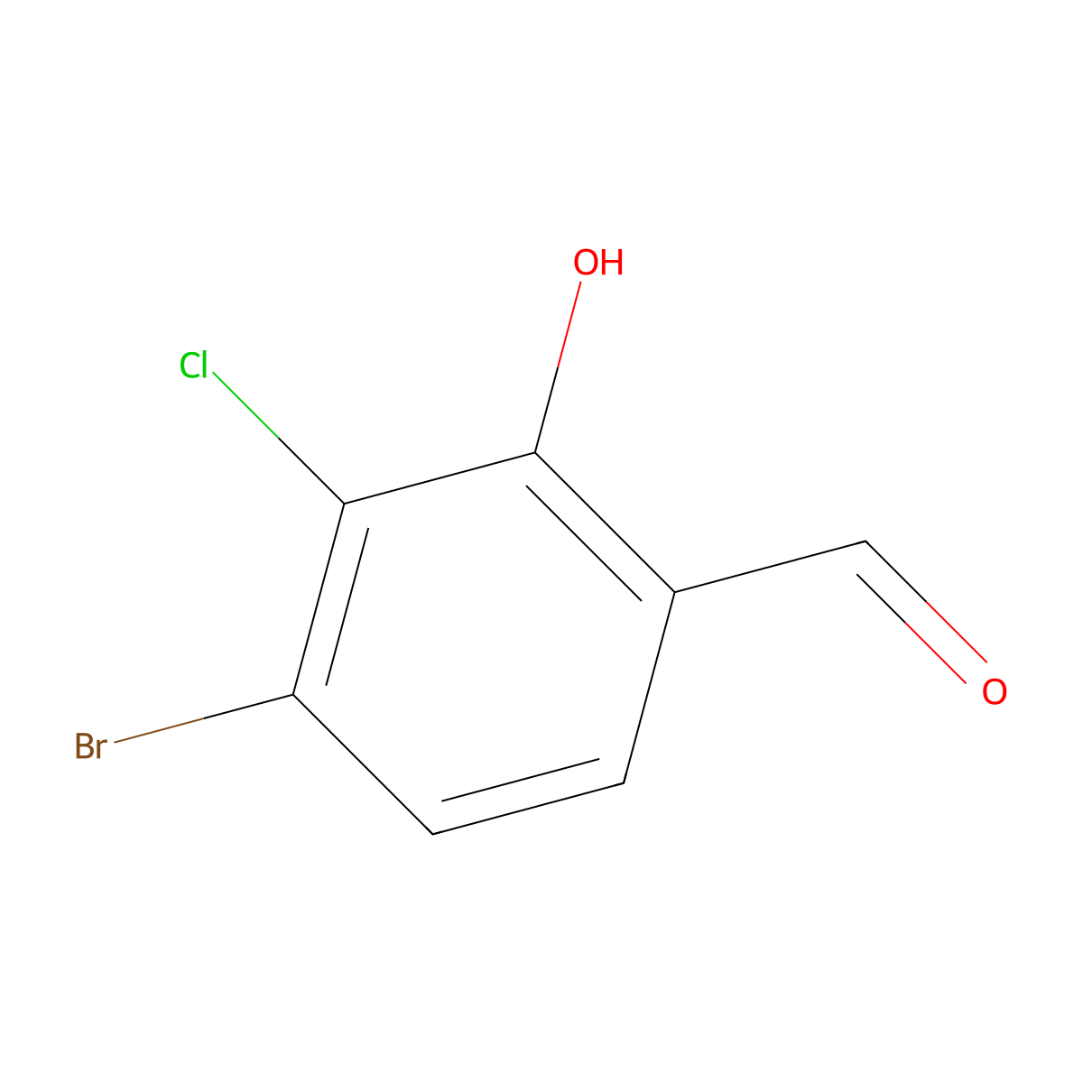 4-Bromo-3-chloro-2-hydroxybenzaldehyde molecular structure, CAS 1427438-98-9