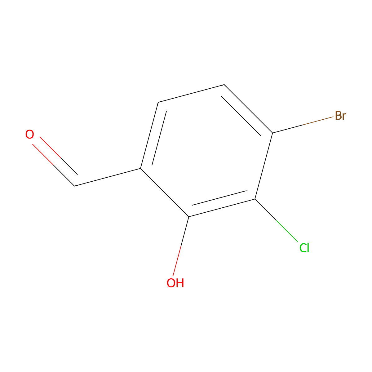 4-Bromo-3-chloro-2-hydroxybenzaldehyde molecular structure, CAS 1427438-98-9