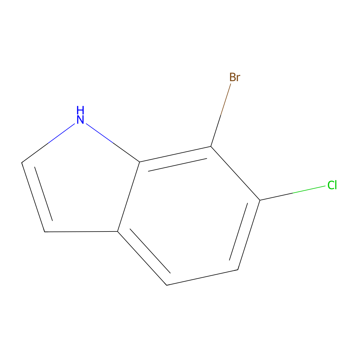 7-bromo-6-chloro-1H-indole molecular structure, CAS 1427439-04-0