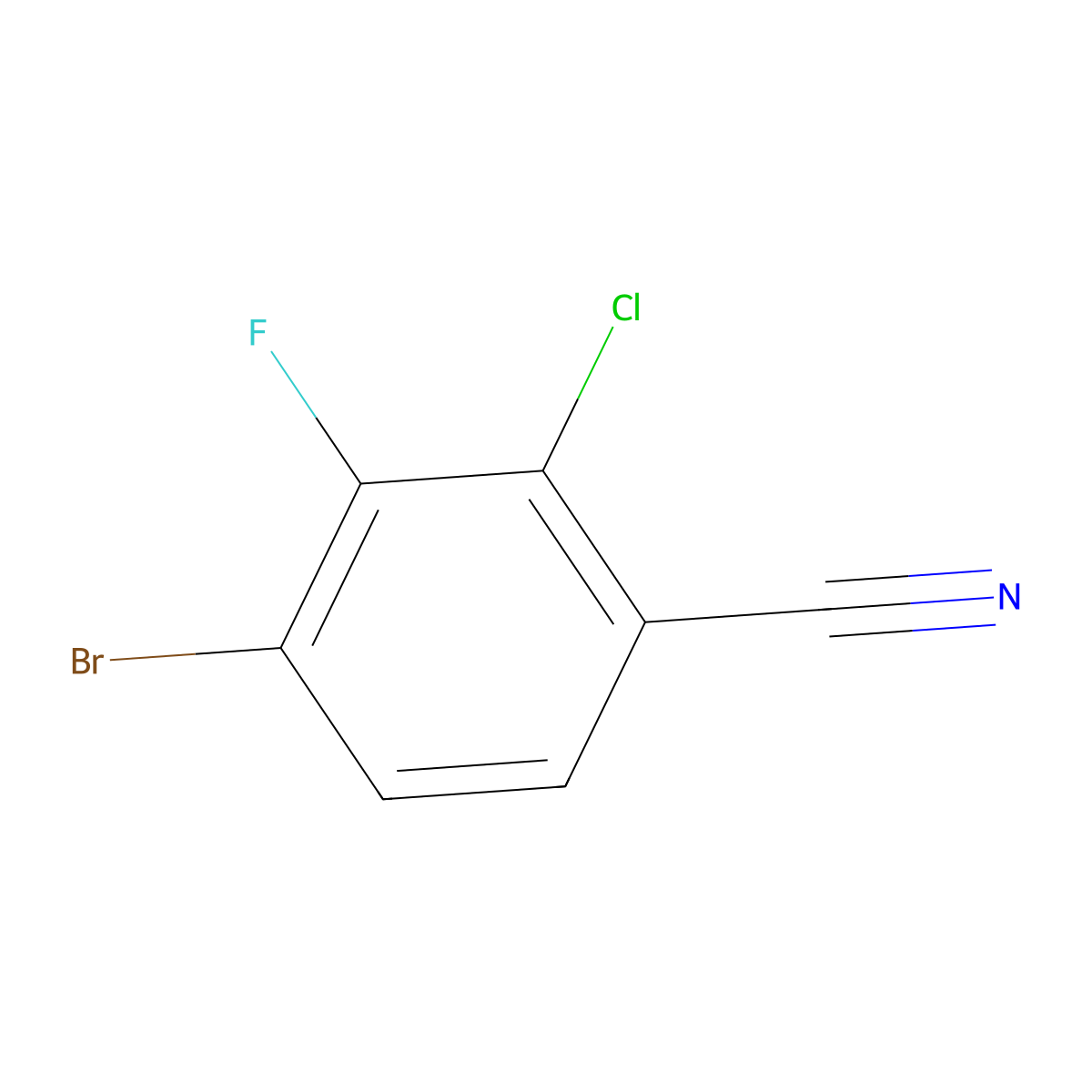 4-Bromo-2-chloro-3-fluorobenzonitrile molecular structure, CAS 1427439-32-4