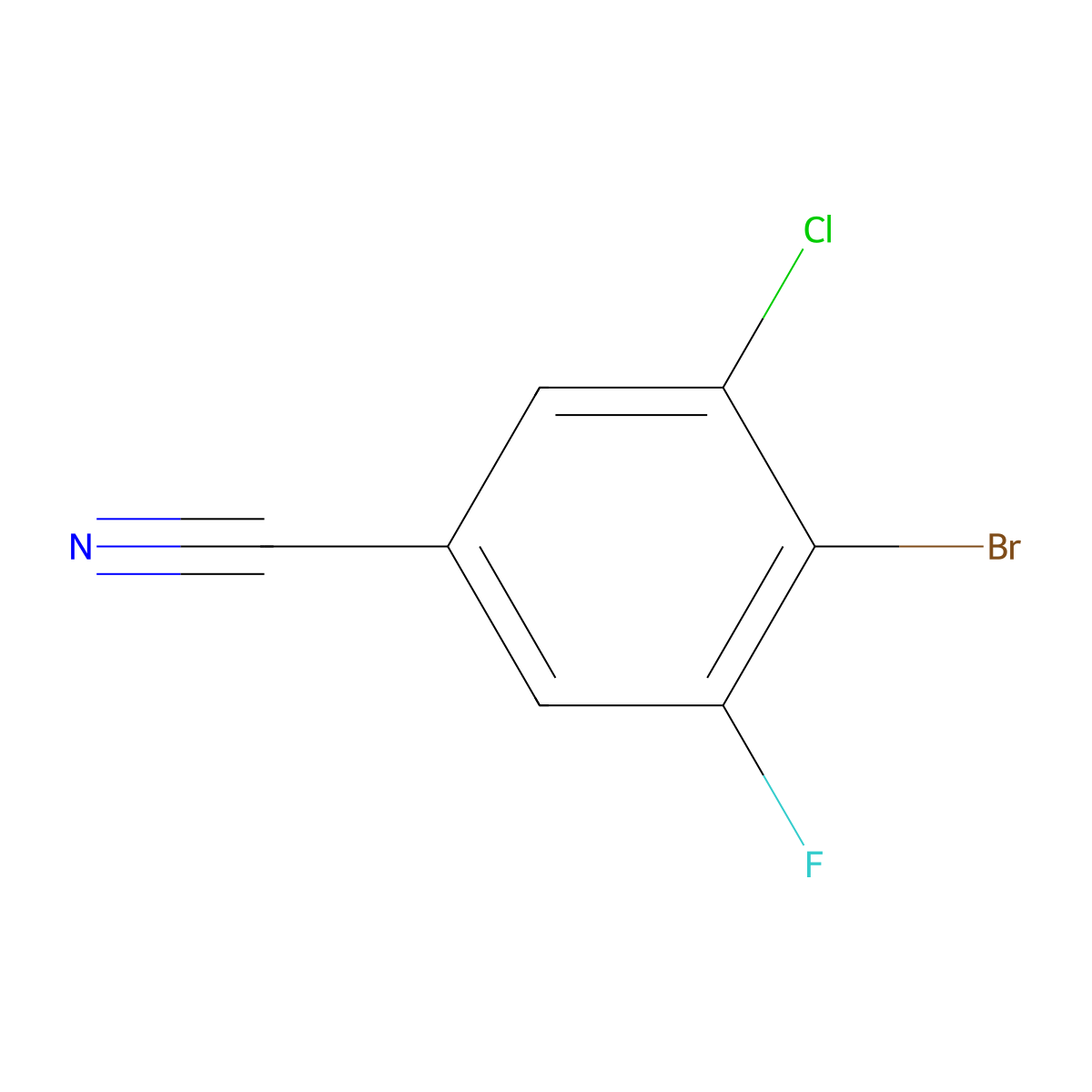 4-Bromo-3-chloro-5-fluorobenzonitrile molecular structure, CAS 1427439-38-0
