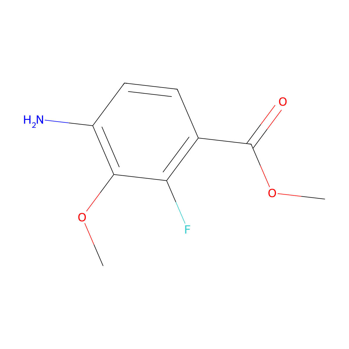 Methyl 4-amino-2-fluoro-3-methoxybenzoate molecular structure, CAS 1427439-70-0