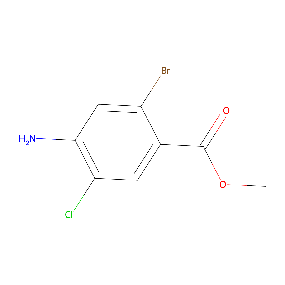 Methyl 4-amino-2-bromo-5-chlorobenzoate molecular structure, CAS 1427440-20-7